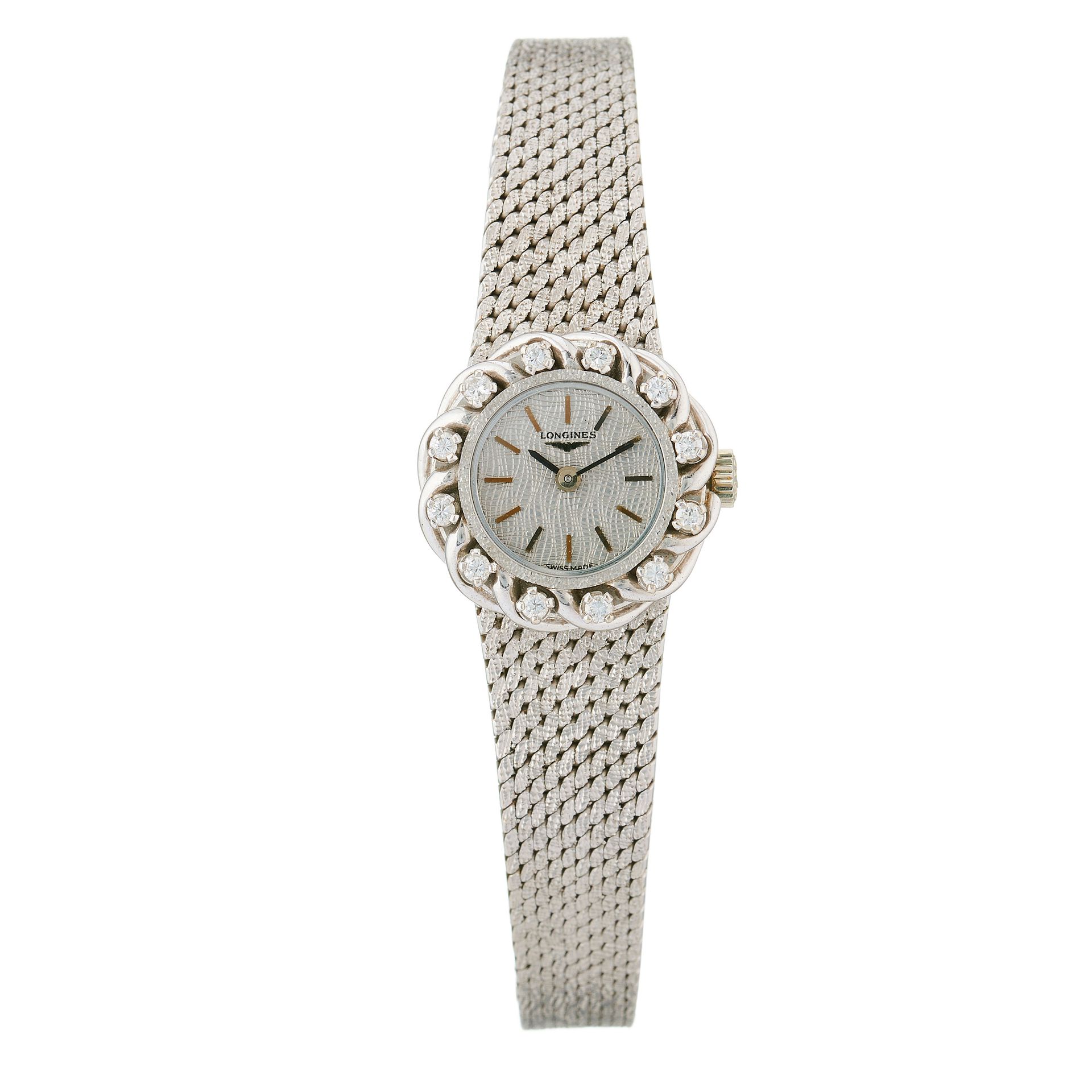 Null Longines, montre bracelet en or 18ct, diamants taille brillant, mouvement à&hellip;