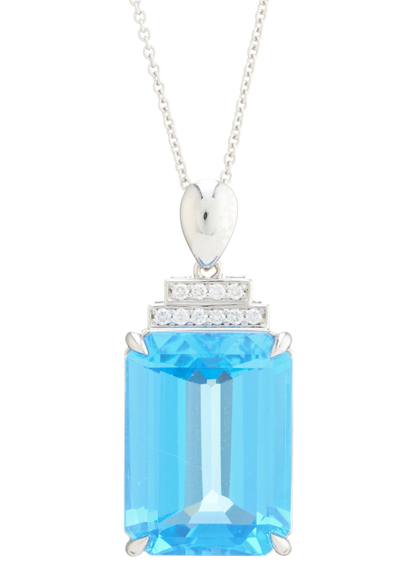 Null Un pendentif en or 18ct en forme de topaze bleue et diamant taille brillant&hellip;