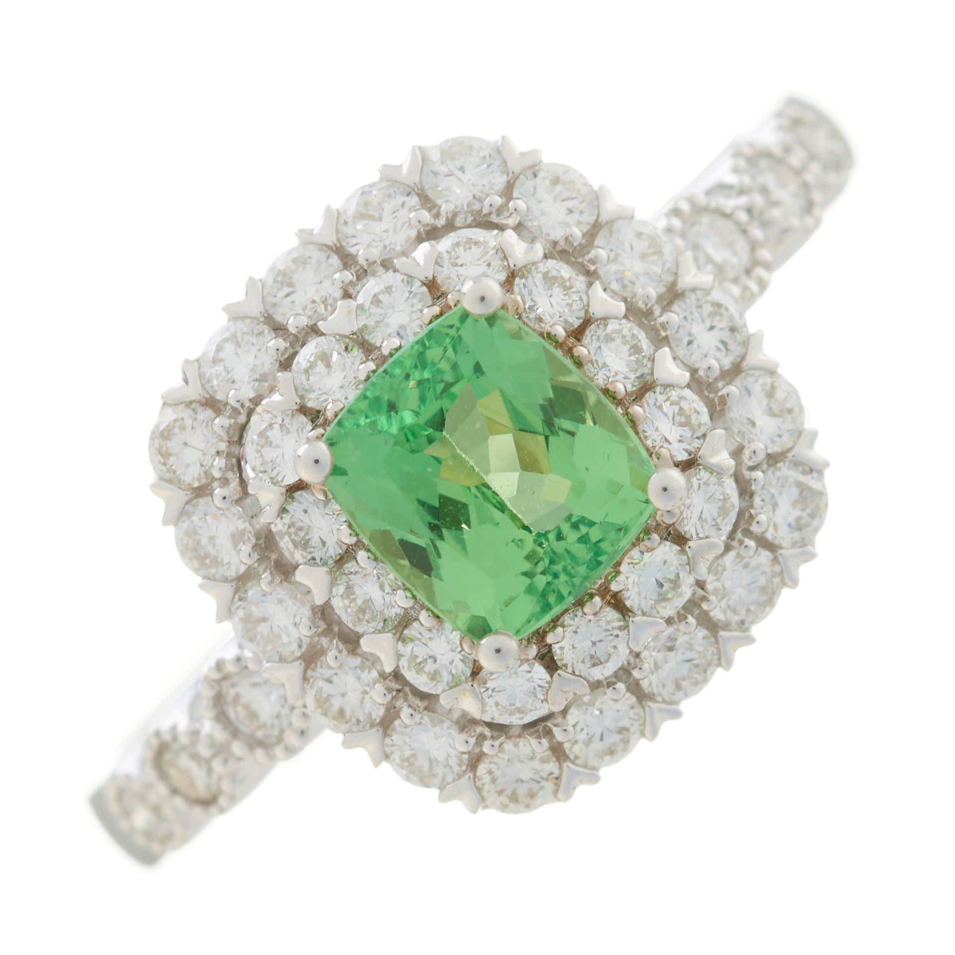 Null An 18ct gold tsavorite garnet and brilliant-cut diamond cluster dress ring,&hellip;