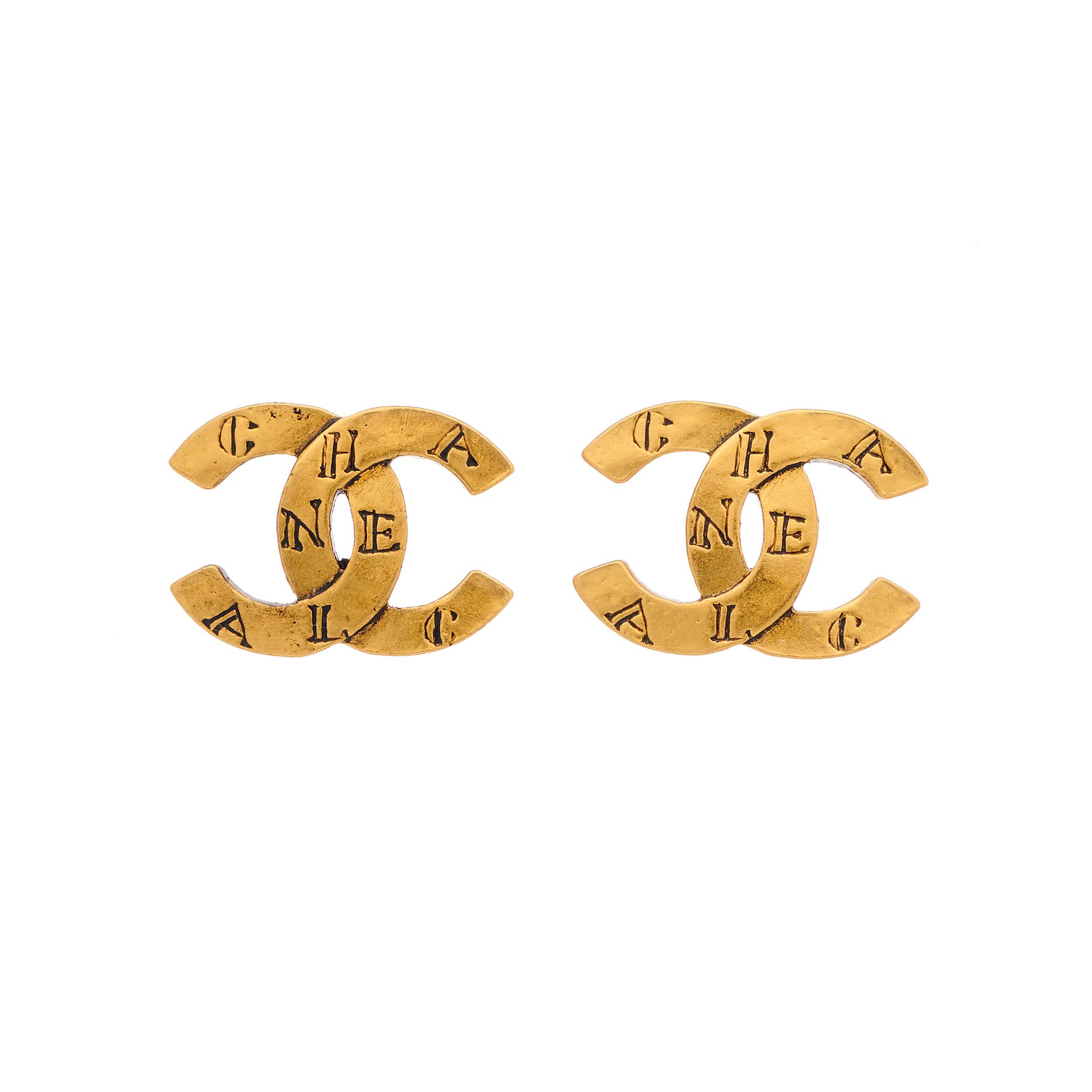 Null Chanel, a pair of vintage stud earrings, each designed as a CC logo, with b&hellip;