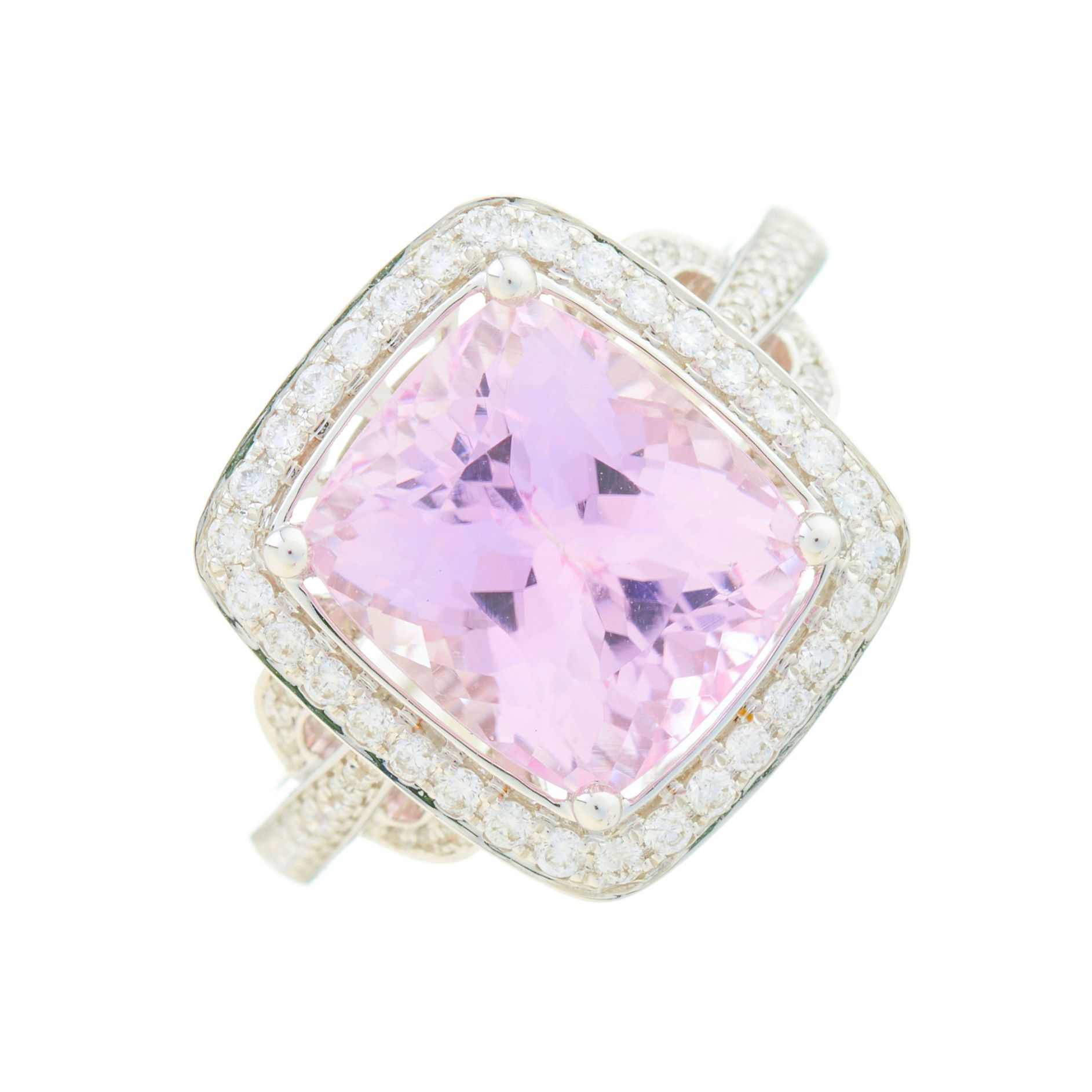 Null An 18ct gold kunzite and brilliant-cut diamond cluster ring, with similarly&hellip;