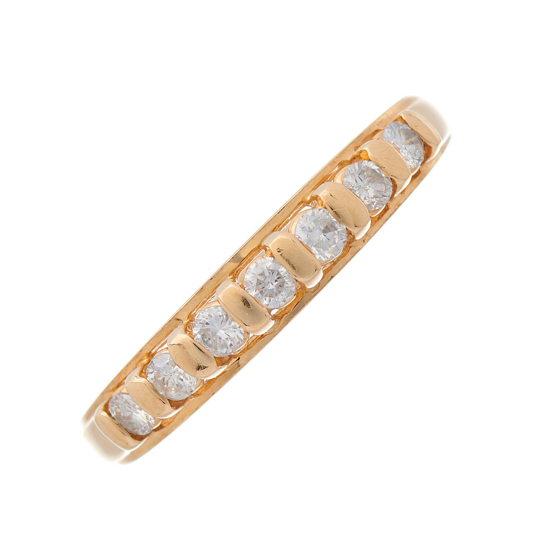 Null A 14ct gold brilliant-cut diamond seven-stone ring, estimated total diamond&hellip;