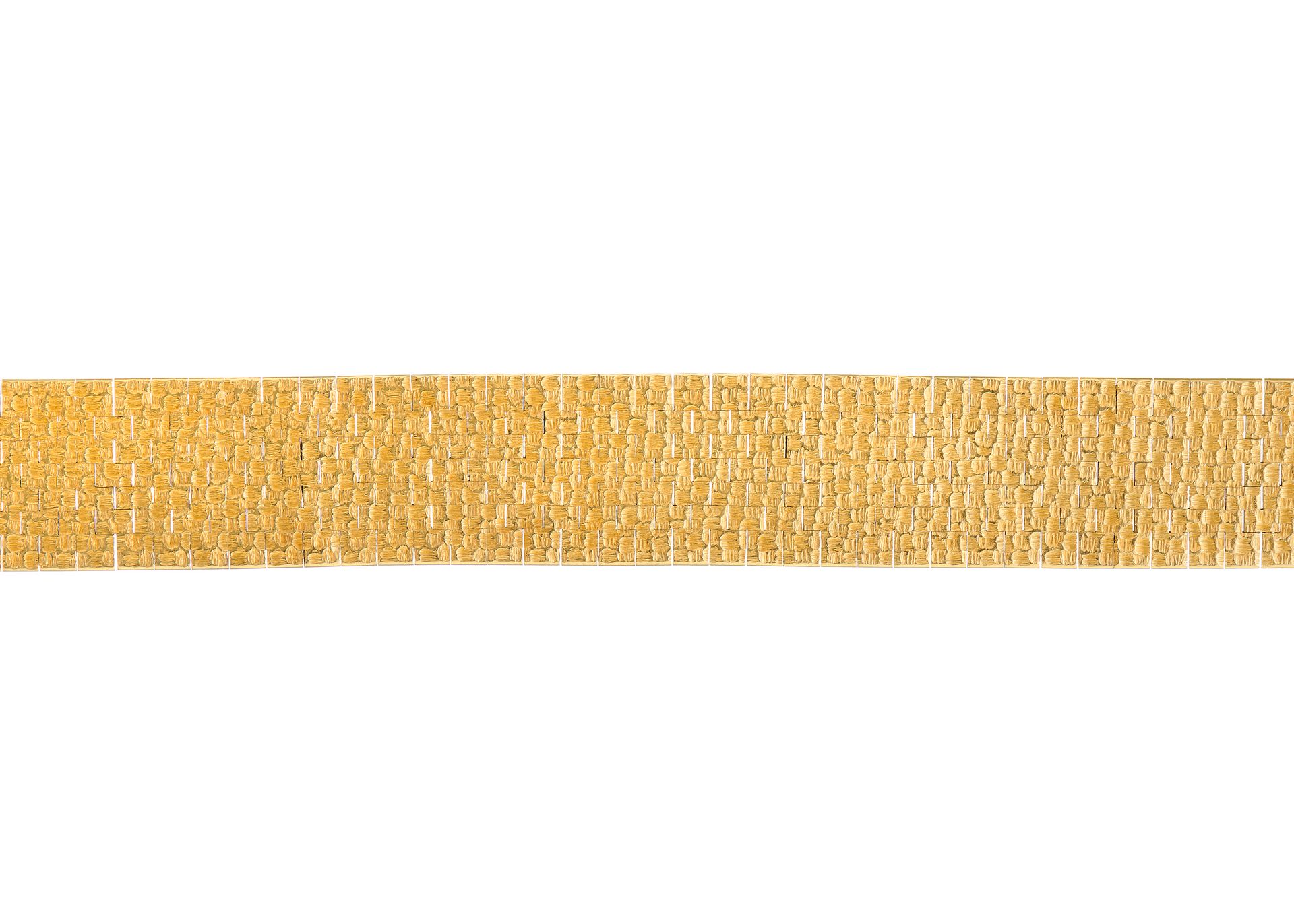 Null A 1970s gold textured bracelet, with partially concealed push-piece clasp, &hellip;