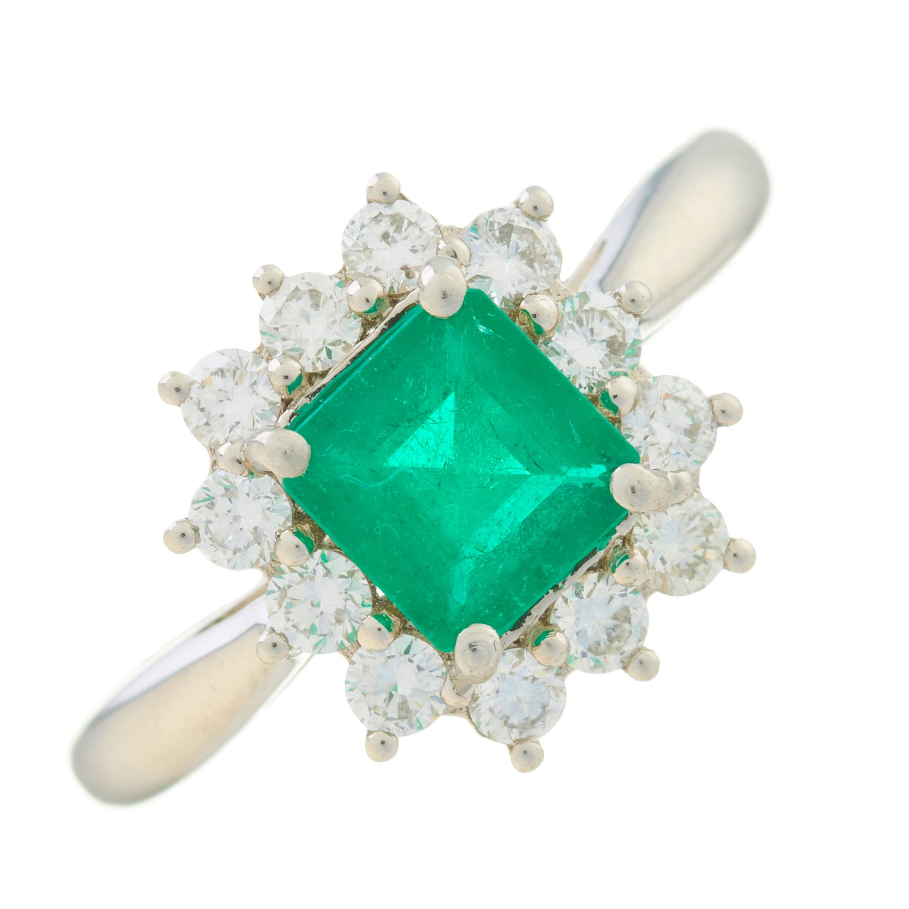 Null A platinum Colombian emerald and brilliant-cut diamond cluster ring, with r&hellip;