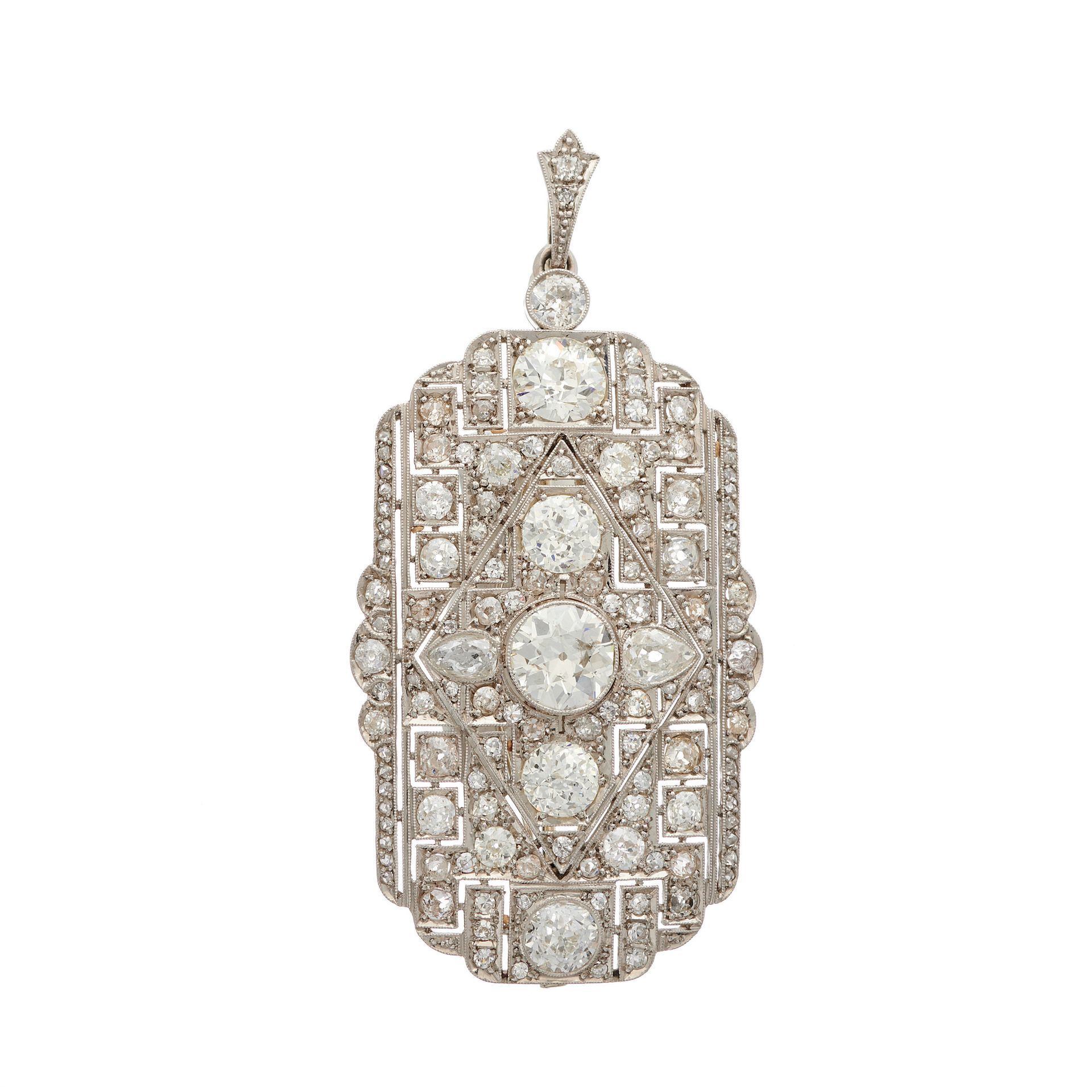 Null Un impressionnant pendentif Belle Epoque en diamant taille variée, converti&hellip;