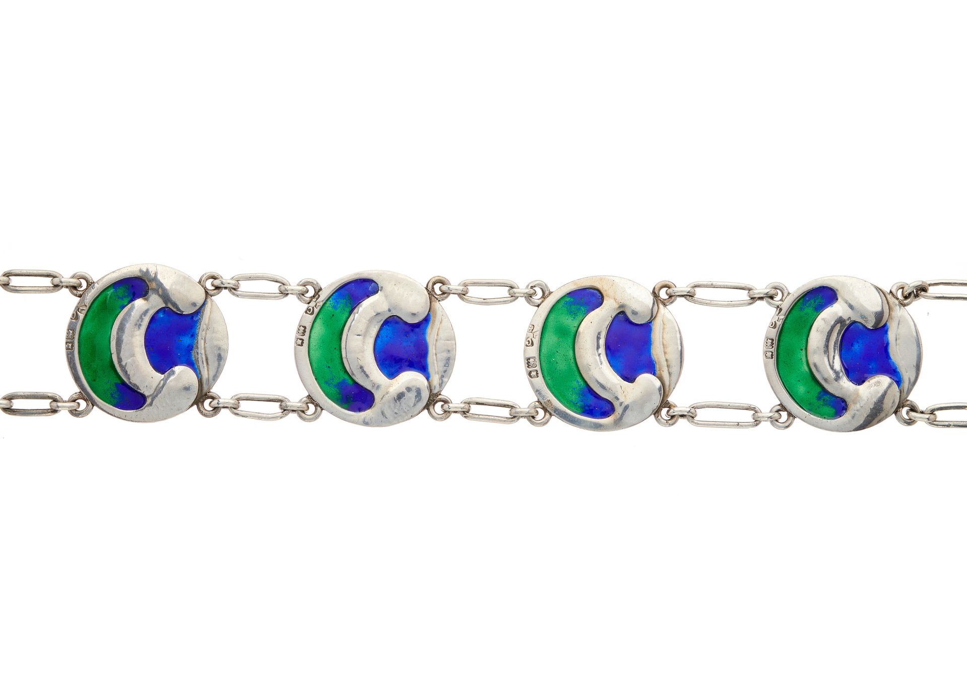 Null Kate Harris for W. G. Connell, an Arts & Crafts silver and enamel bracelet,&hellip;