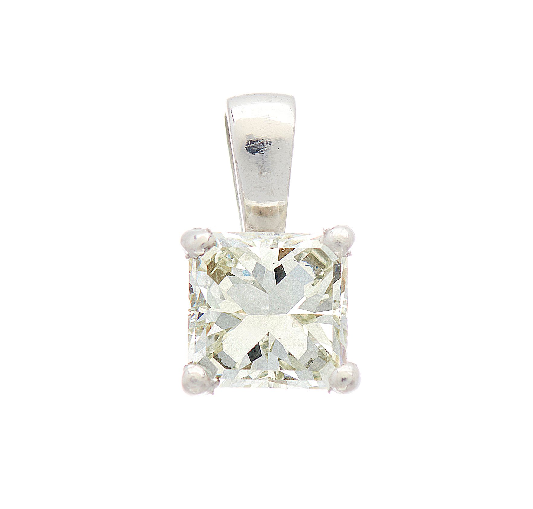 Null A platinum square-shape diamond single-stone pendant, diamond estimated wei&hellip;