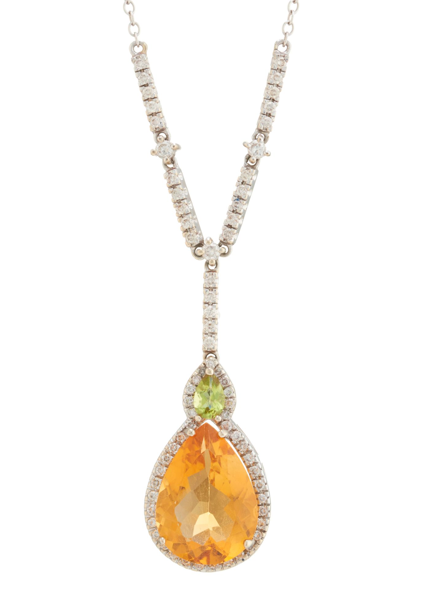 Null Collar de oro de 14 quilates con citrino, peridoto y diamantes en talla bri&hellip;