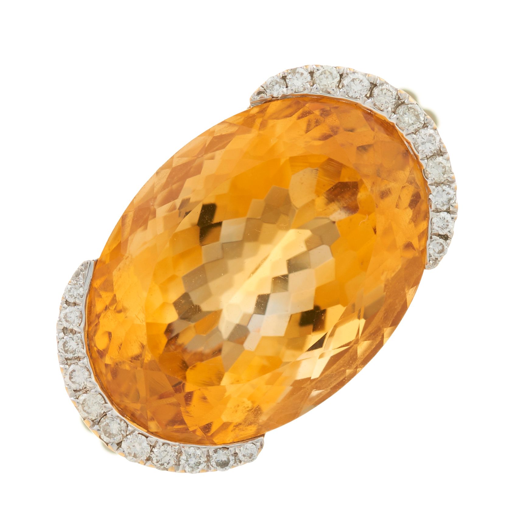 Null Bague cocktail en or 18ct, citrine et diamant taille brillant, avec un anne&hellip;