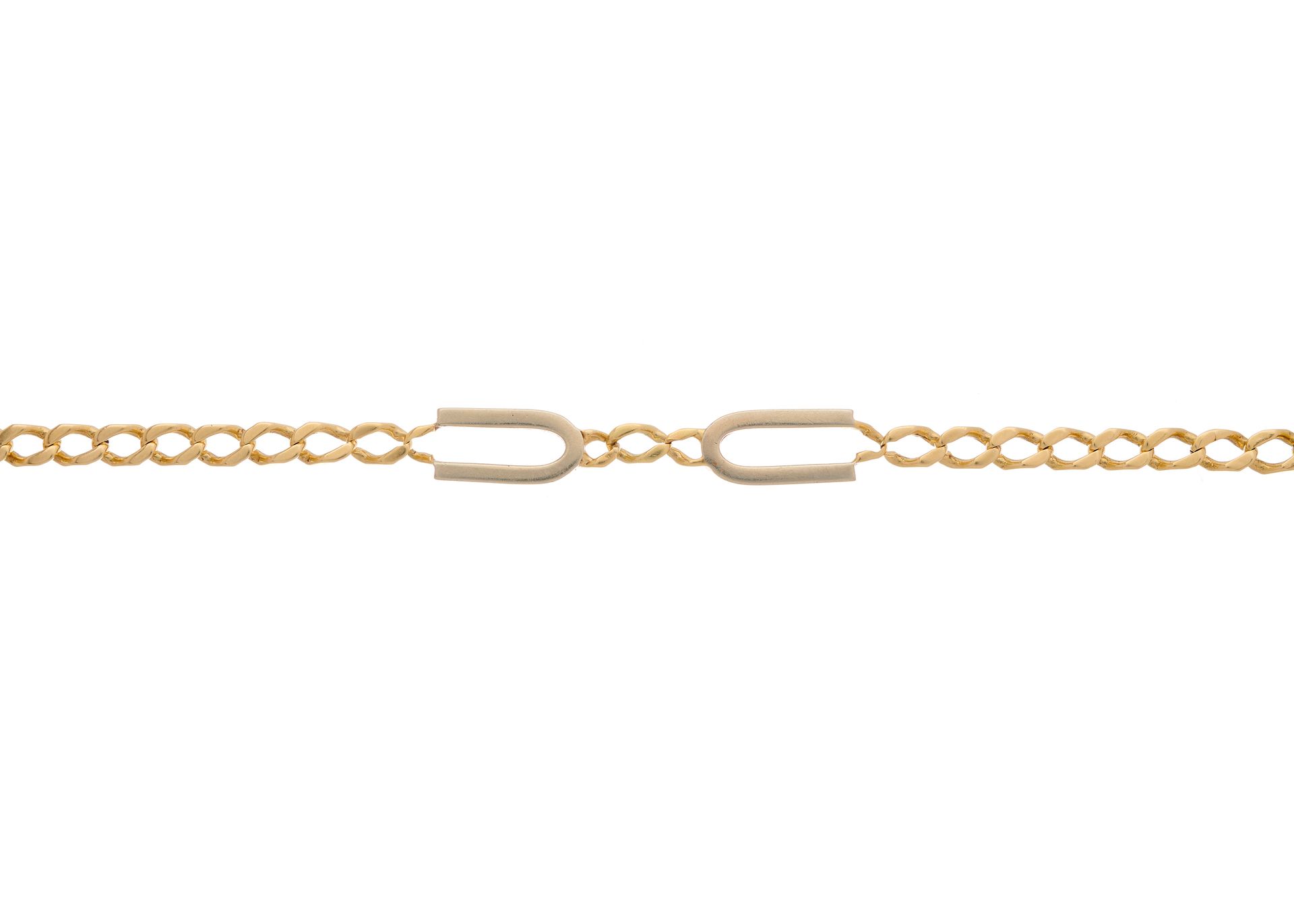 Null Un bracciale bicolore in oro 14ct, con chiusura a pressione, timbrato 585, &hellip;