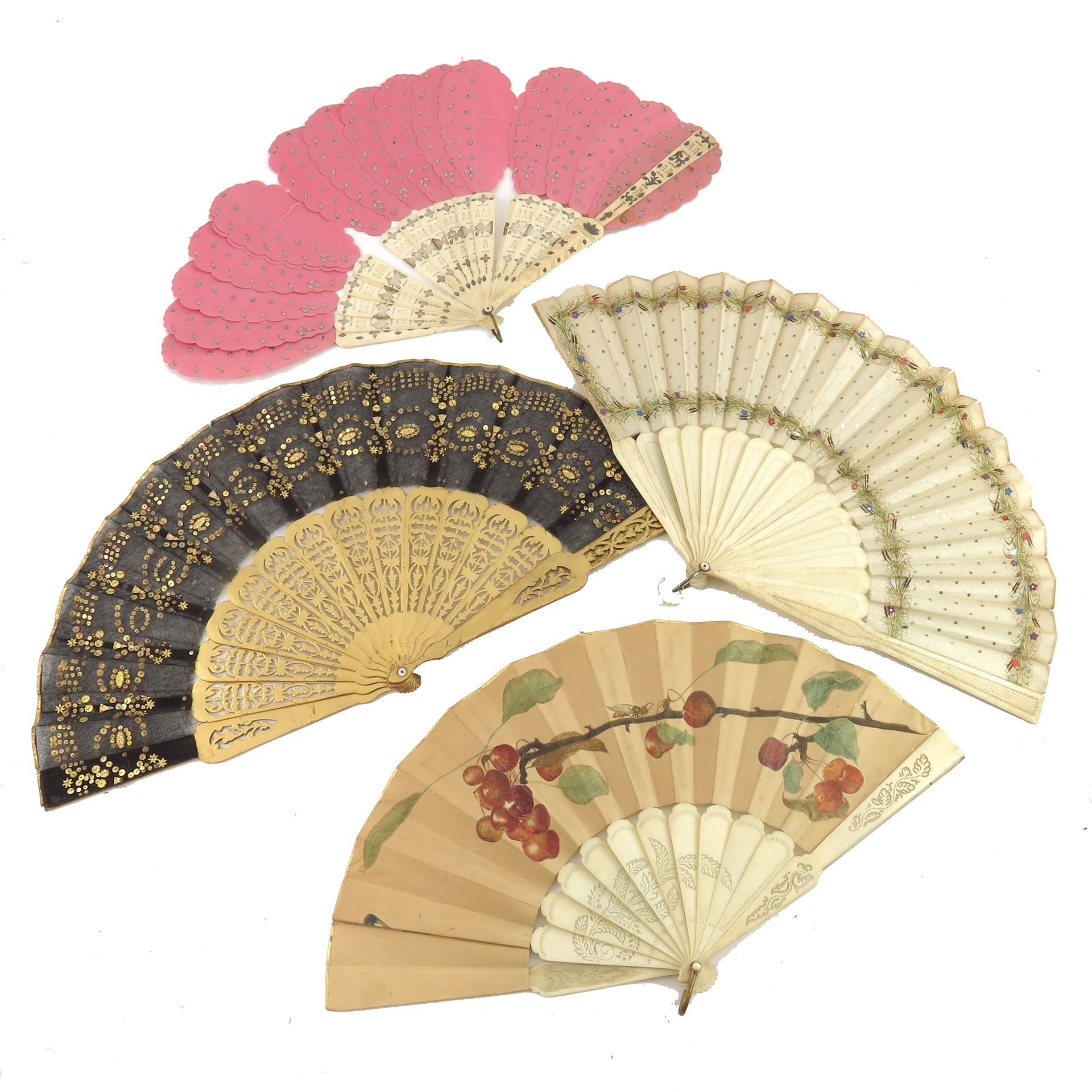 Null Four decorative fans from the second half of the 19th century, the first of&hellip;
