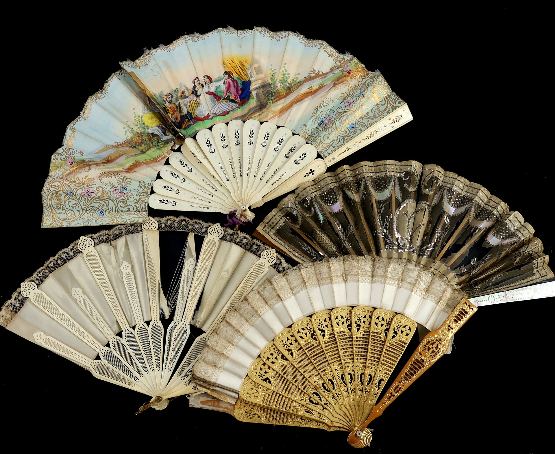 Null Damaged 18th/19th/ and 20th c fans and parts for repairs, to include two 18&hellip;