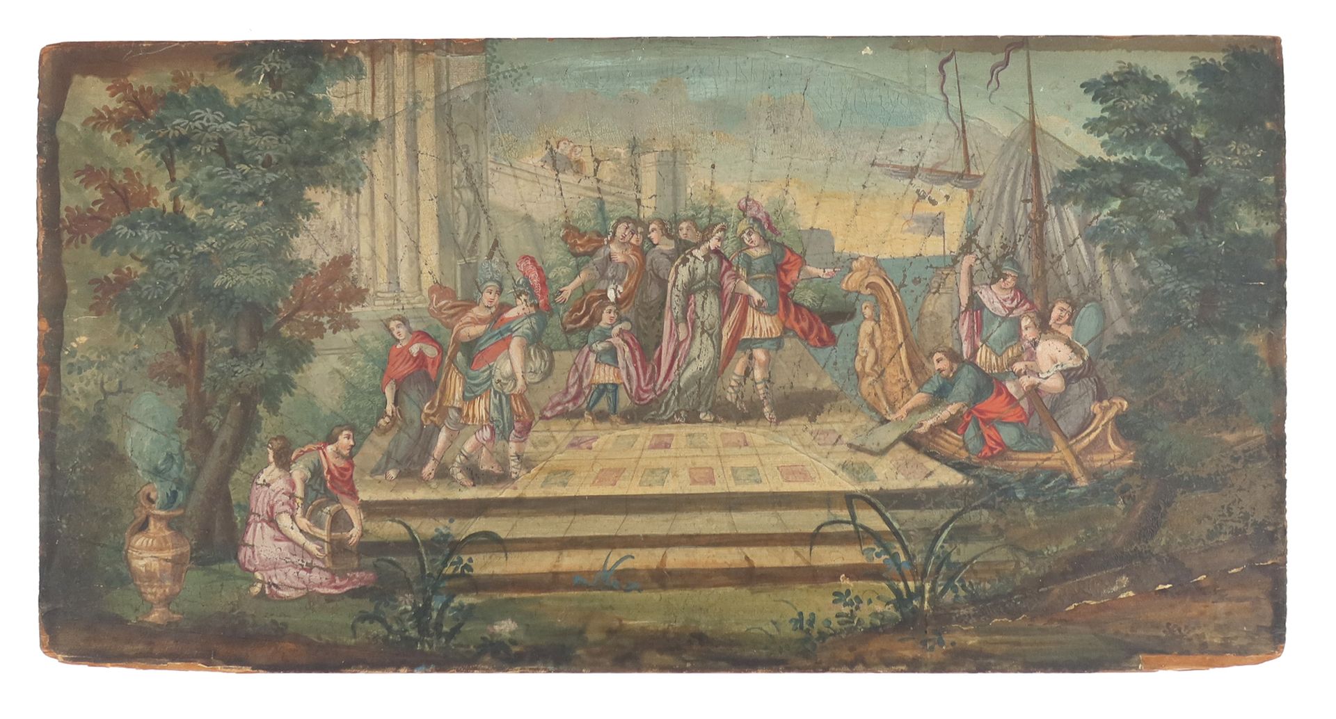 Null Ein auf Holz aufgezogenes Fächerblatt aus dem 18. Jahrhundert, das die myth&hellip;