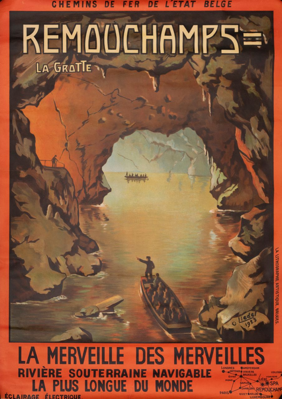 LIEDEL 
O.LIEDEL - Remouchamps。洞穴 - 奇迹中的奇迹。比利时的铁路。
 La Lithographie Belge, 1923年&hellip;