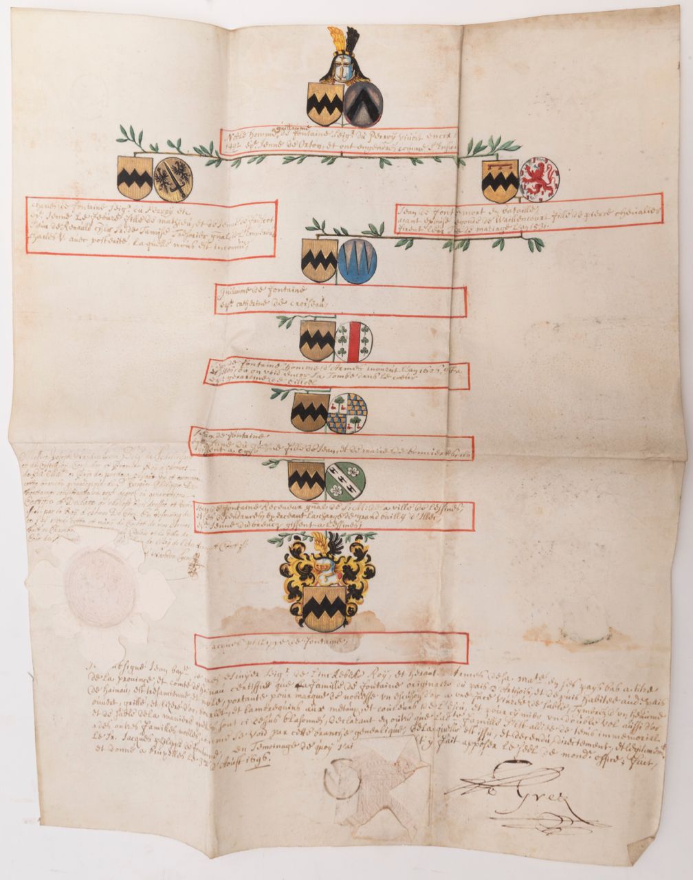 Null 
[ARCHIVES] FONTAINE FAMILY - 9 genealogical and heraldic documents relatin&hellip;