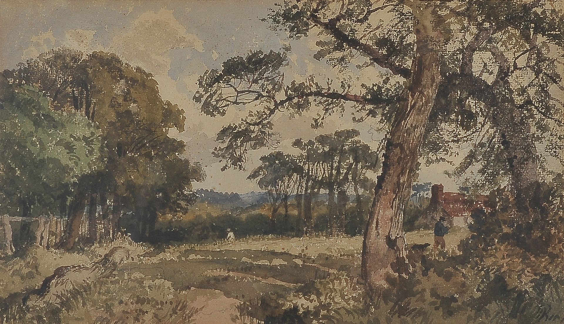 Null 水彩画


英国，19世纪


景观


纸上水彩画


19 x 33 cm


难以辨认的签名，左下角。