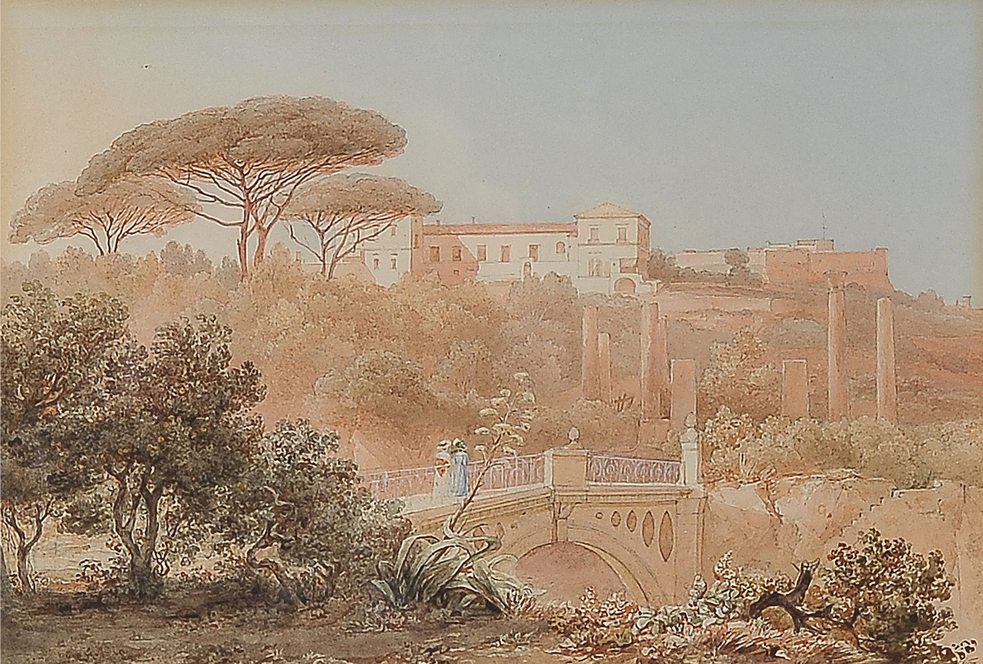 Null 水彩画


罗马附近的景象


19世纪上半叶


纸上水彩画


20 x 29,5 cm