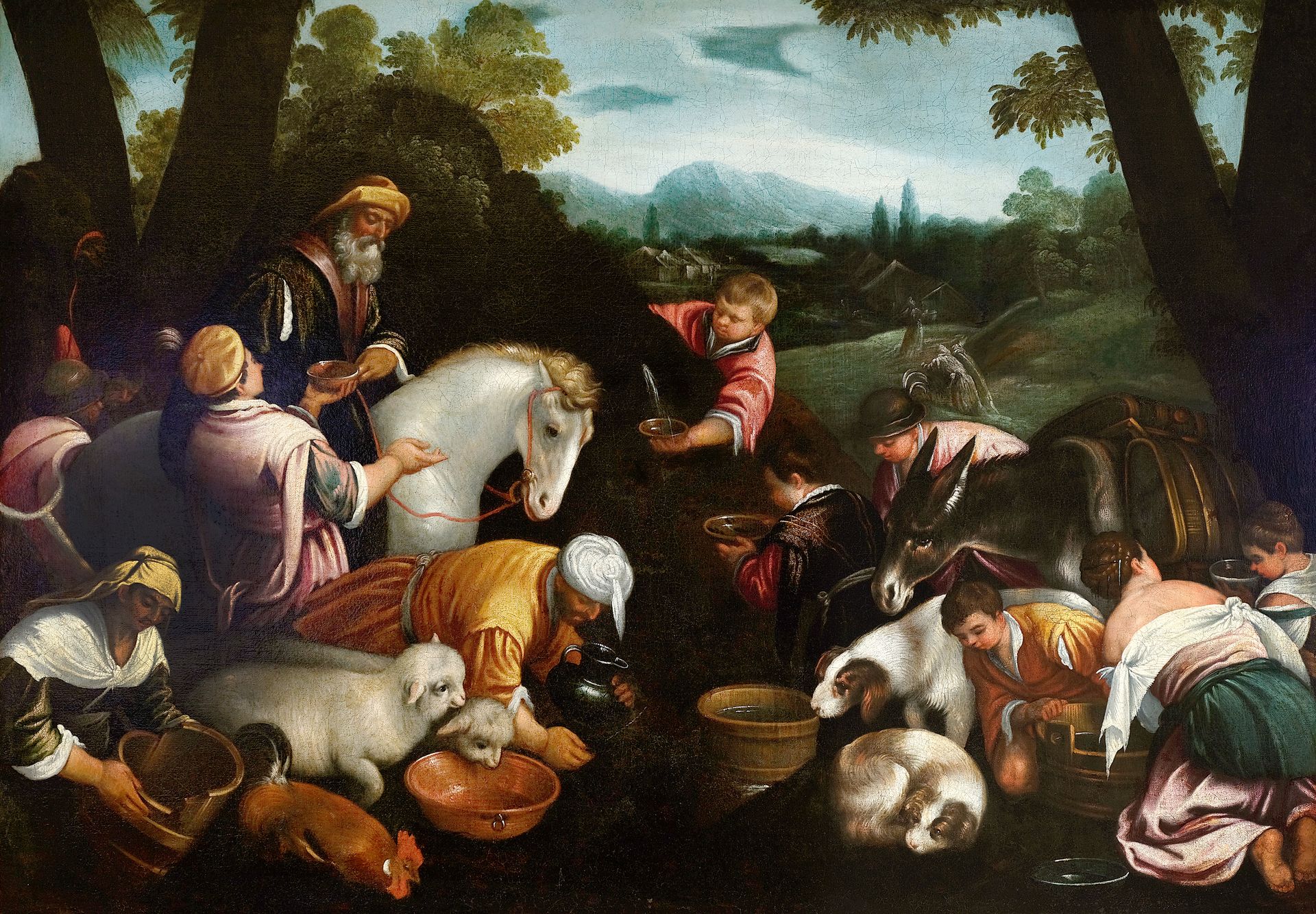 Null 莱昂德罗-巴萨诺


巴萨诺-德尔格拉帕 1575 - 1622年 威尼斯（工作室


槽边的动物


布面油画，重涂


91,5 x 130,5厘&hellip;