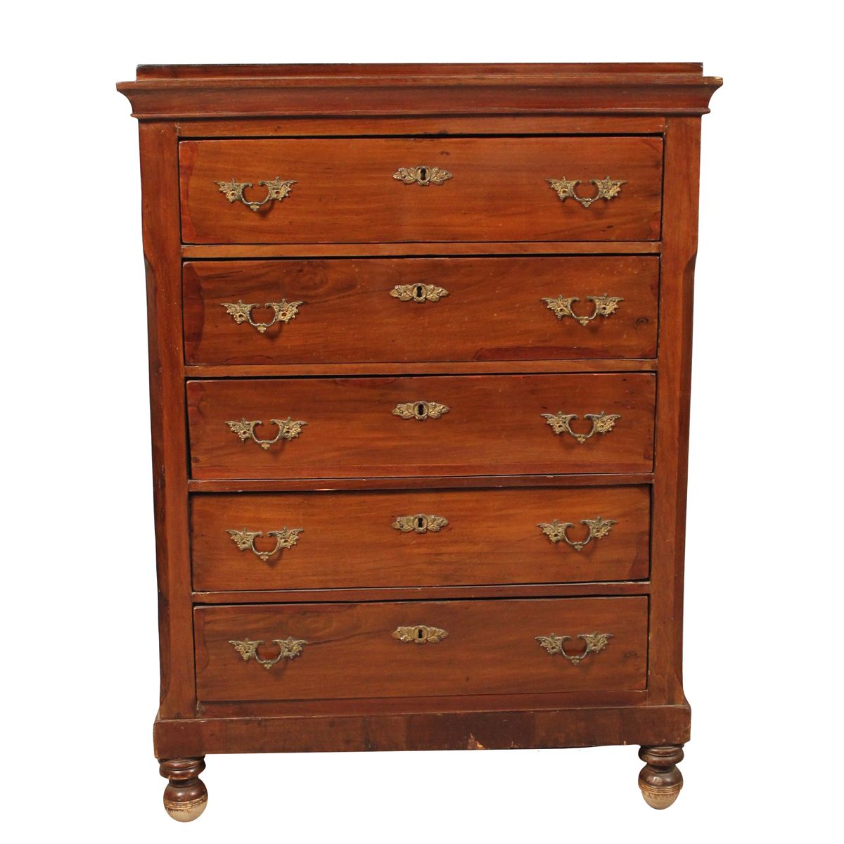 CANTARANO A CINQUE CASSETTI - COMMODE WITH FIVE DRAWERS 胡桃木。西西里岛。19世纪末。Cm 84x37 &hellip;