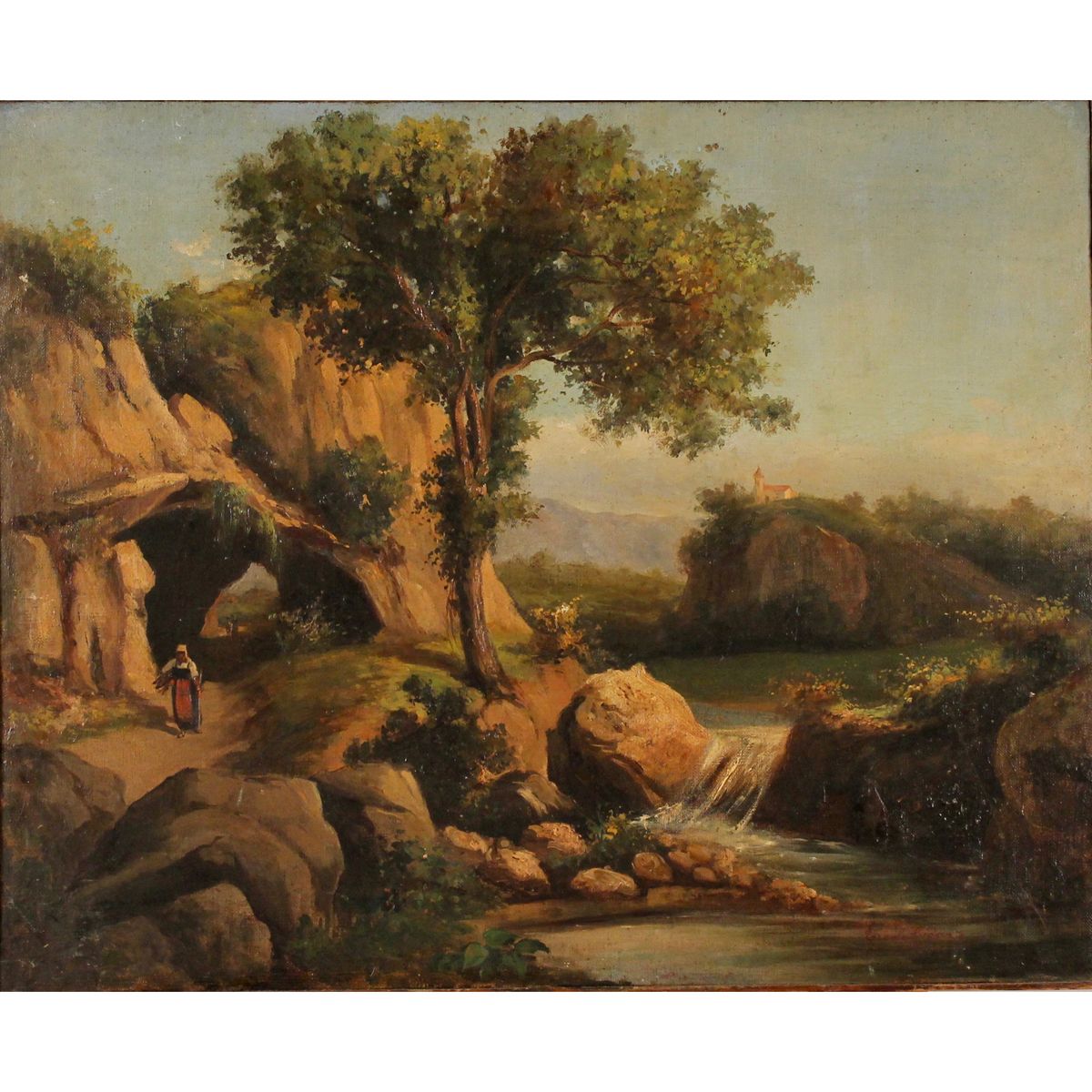 ERCOLE GIGANTE (1815/1860) "Paesaggio con ruscello" - "Landscape with stream" 布面&hellip;