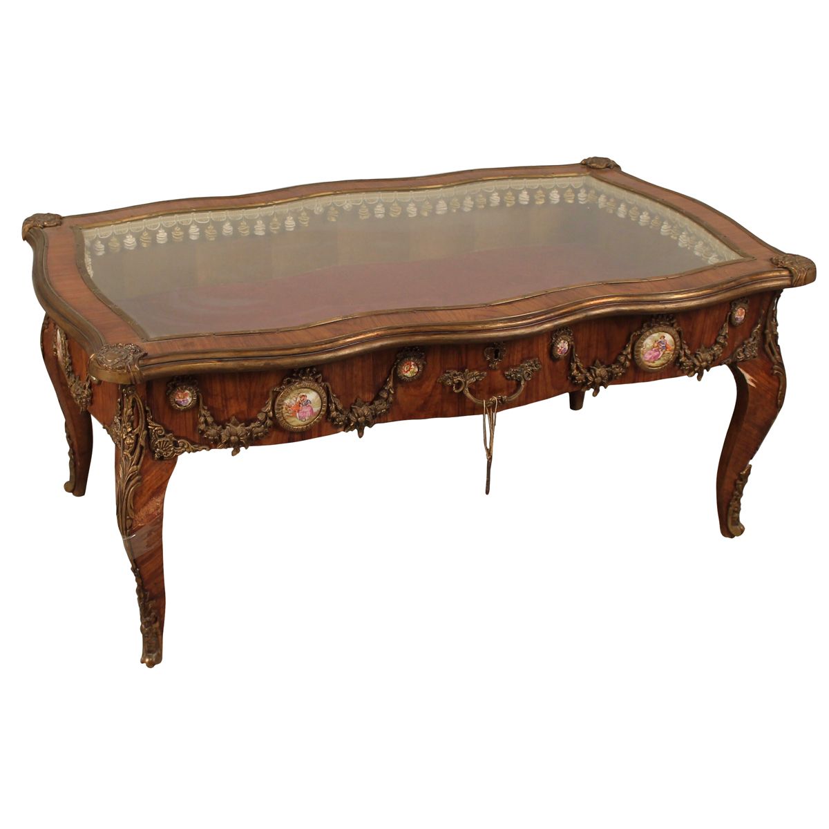TAVOLO BASSO A BACHECA - SMALL SHOWCASE TABLE Rosewood with polychrome porcelain&hellip;