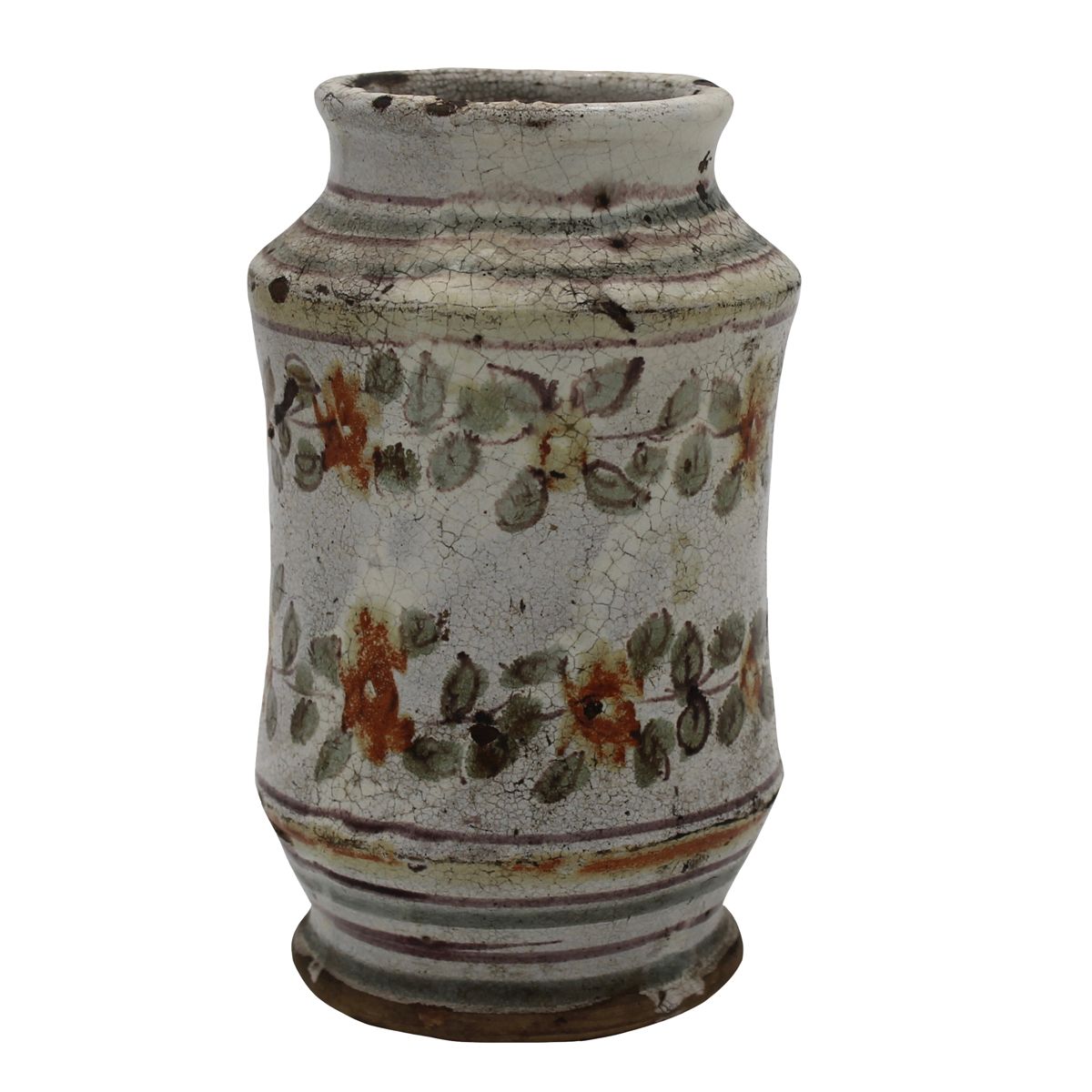 ROCCHETTO Antike Majolika, verziert mit polychromen Blumenmotiven auf cremefarbe&hellip;
