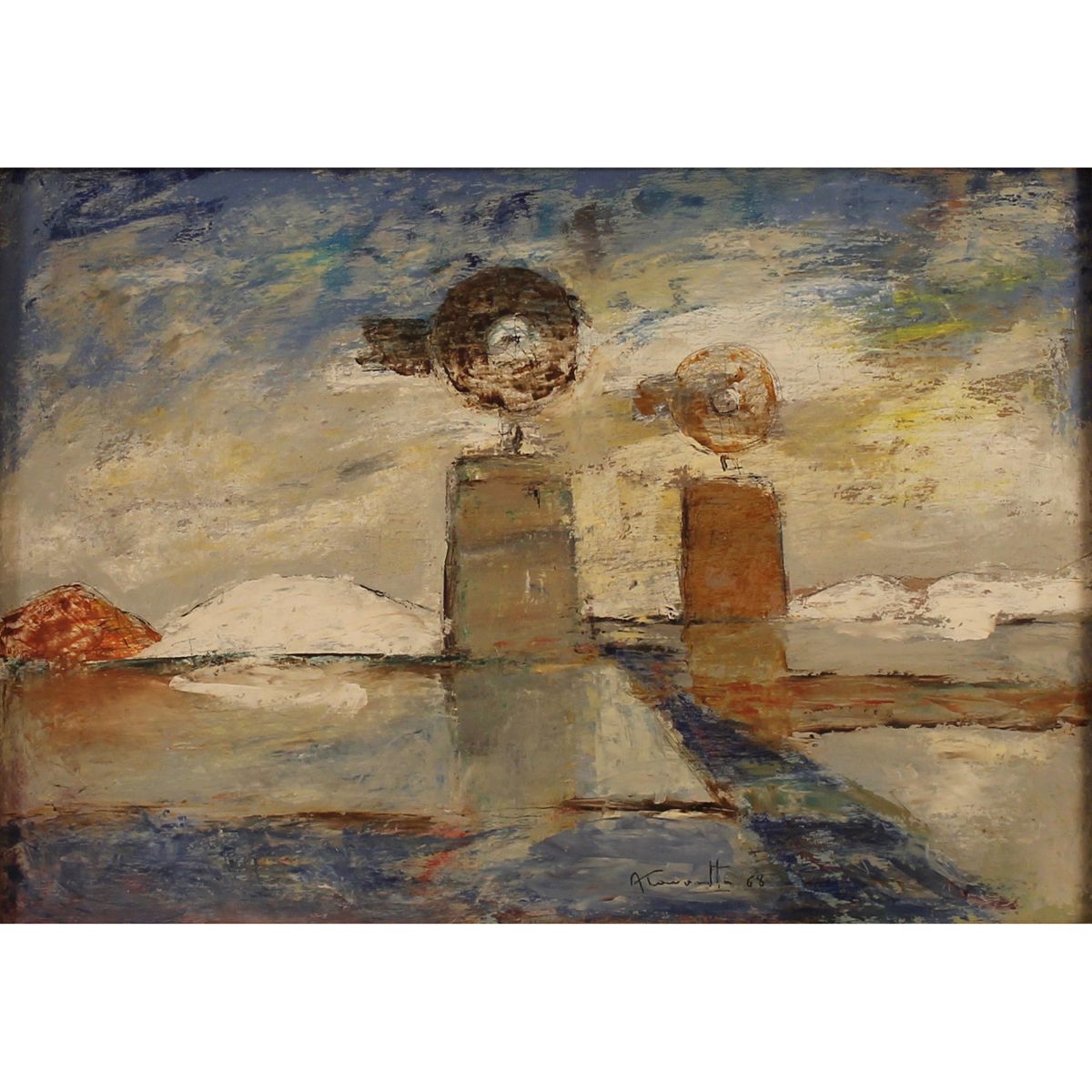 VEDUTA DELLE SALINE DI TRAPANI - VIEW OF THE SALT PANS OF TRAPANI Peinture à l'h&hellip;