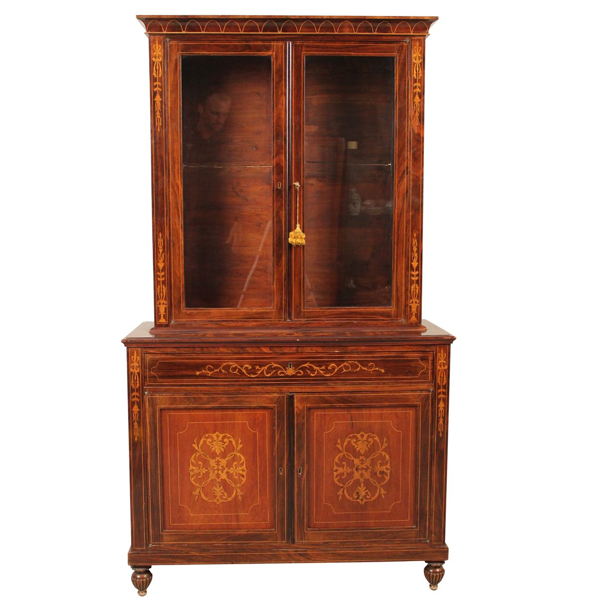 VETRINA - SHOWCASE Rosewood with boxwood inlays with ornamental motifs. Sicily. &hellip;