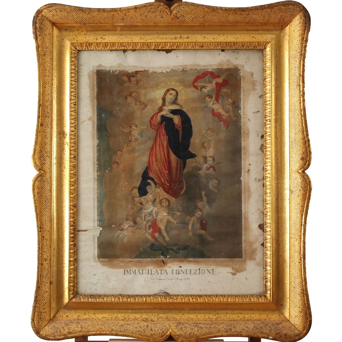 IMMACOLATA CONCEZIONE -IMMACULATE CONCEPTION Polychrome print on paper with gilt&hellip;