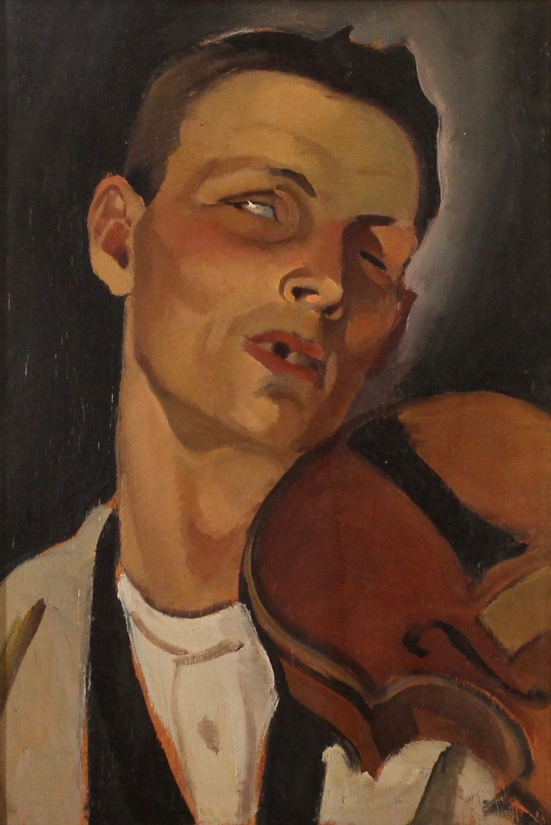 ALFONSO AMORELLI (1898/1969) "Il violinista" - "The violinist" Oil painting on p&hellip;