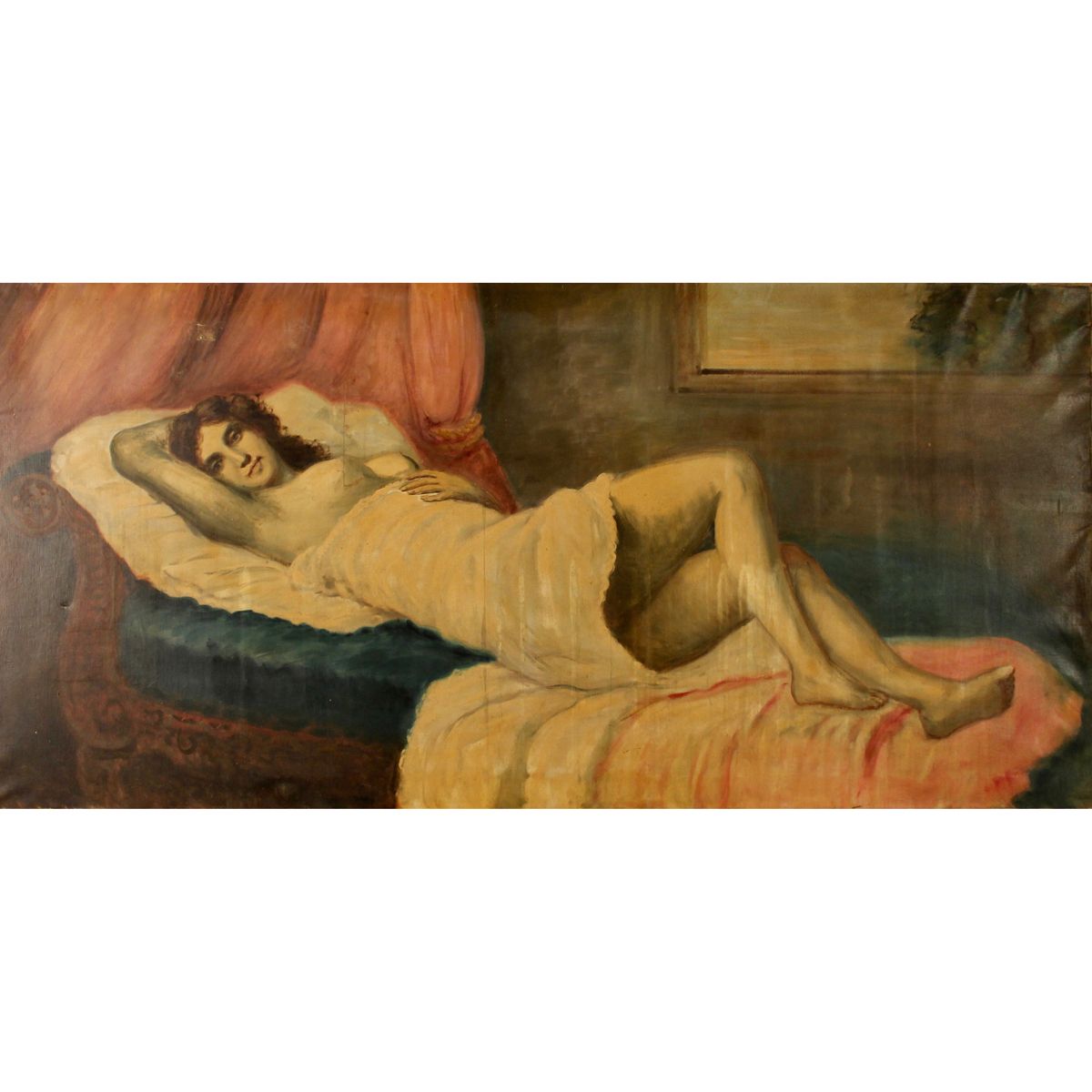 FIGURA DI DONNA DISTESA - FIGURE OF A RELAXED WOMAN Large oil painting on canvas&hellip;