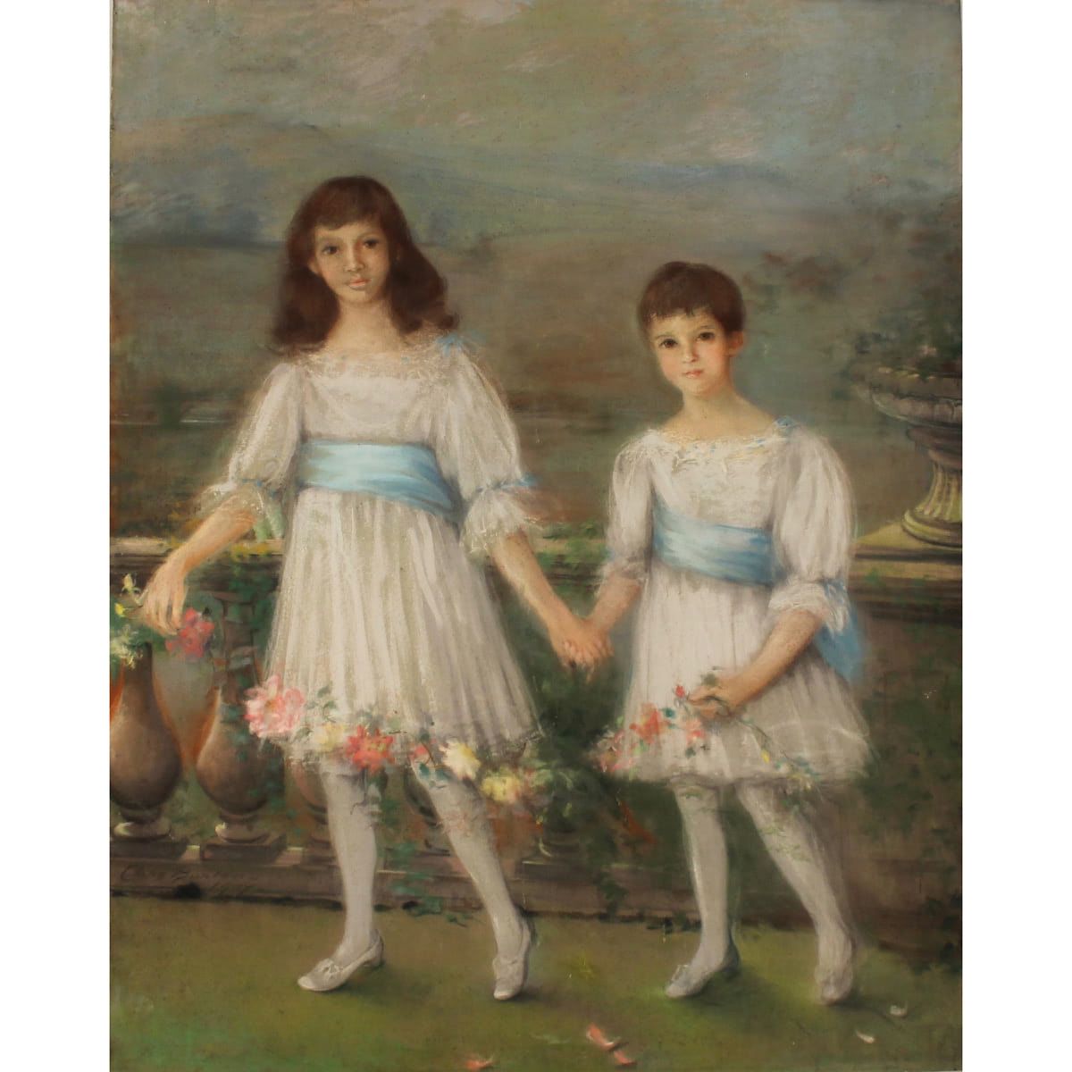 CLARE BURTON (1897/XX) "Figure di fanciulle"-"Figures of girls" Grande pastello &hellip;