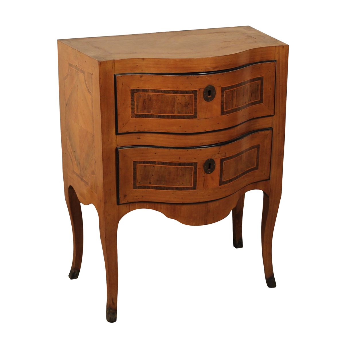 COMODINO A DUE CASSETTI - BEDSIDE TABLE WITH TWO DRAWERS Walnut and rosewood. Si&hellip;