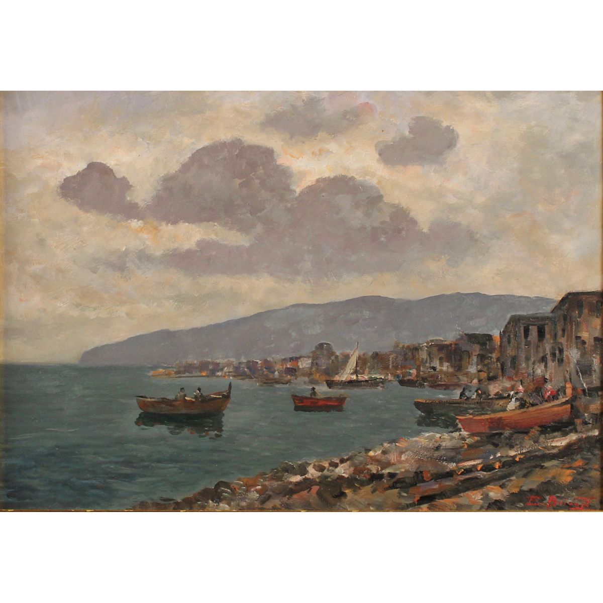 EZELINO BRIANTE (1901/1971) "Marina con barche di pescatori" - "Marina with fish&hellip;