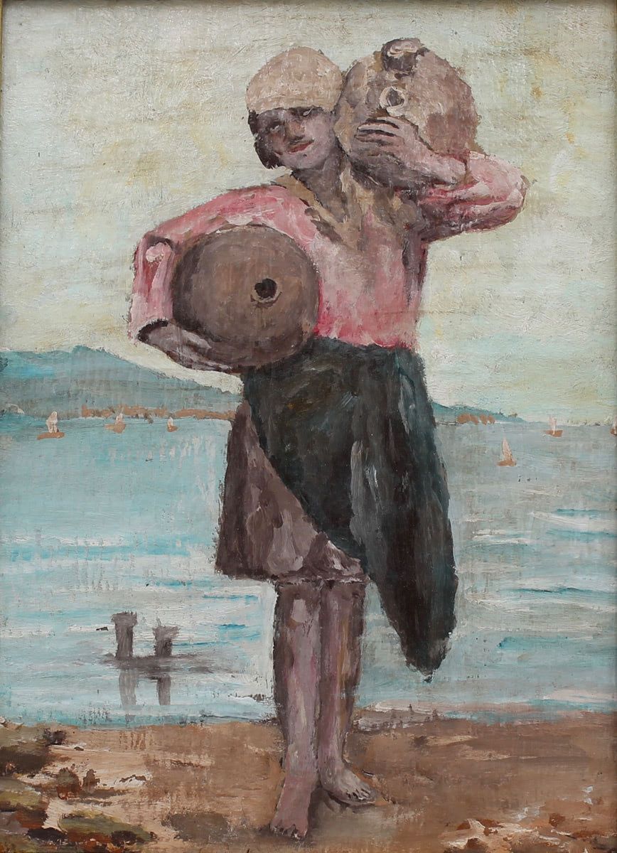ACQUAIOLA - WATER SELLER Oil painting on wood in frame. 20th century. Cm 29x21
O&hellip;