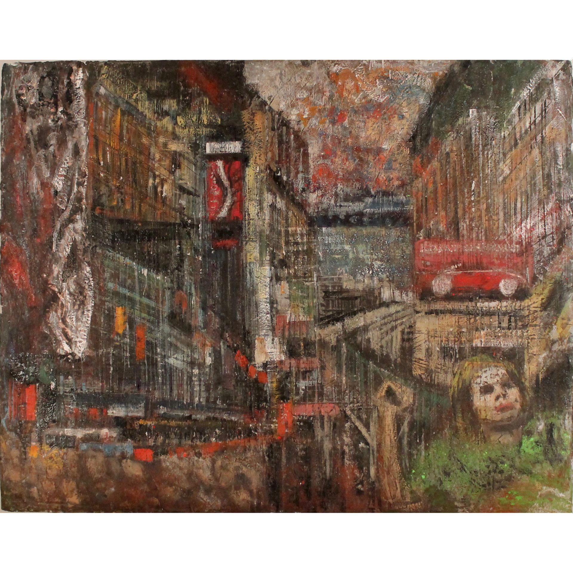 CROCE TARAVELLA (1964) "Contrazione urbana" - "Urban contraction" 画布上的油画和蚀刻画。201&hellip;