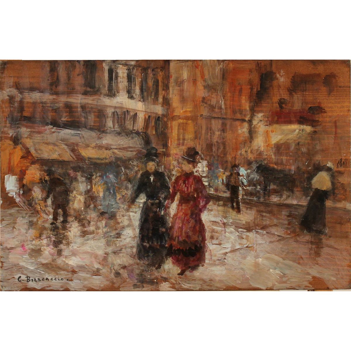 CARLO BRANCACCIO (1861/1920) "Strada di città con figure" - "City street with fi&hellip;