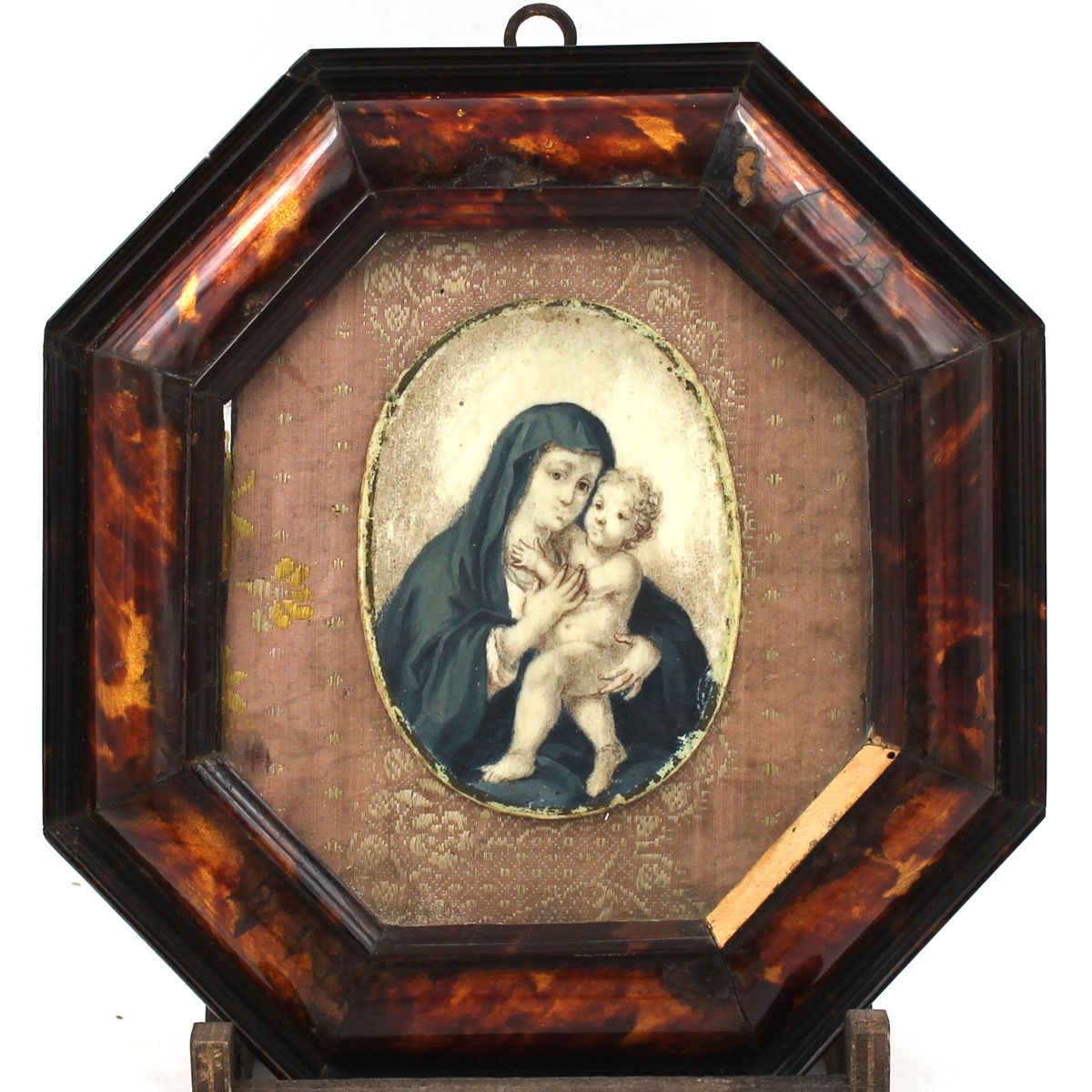 LA MADONNA COL BAMBINO - THE MADONNA WITH THE CHILD Plaque ovale en ivoire peint&hellip;