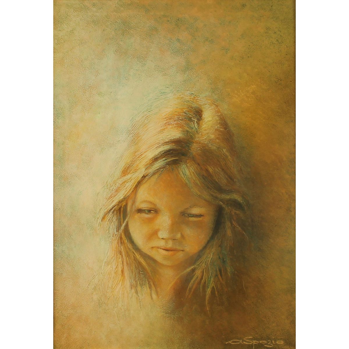ARTURO SPOZIO (1921) "Volto di ragazza" - "Girl's face" Dipinto ad olio su tela &hellip;