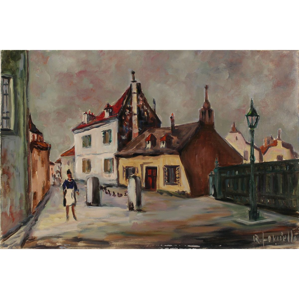 Raffaele Ferriello (XX) "Strada di città con figure" - "City street with figures&hellip;