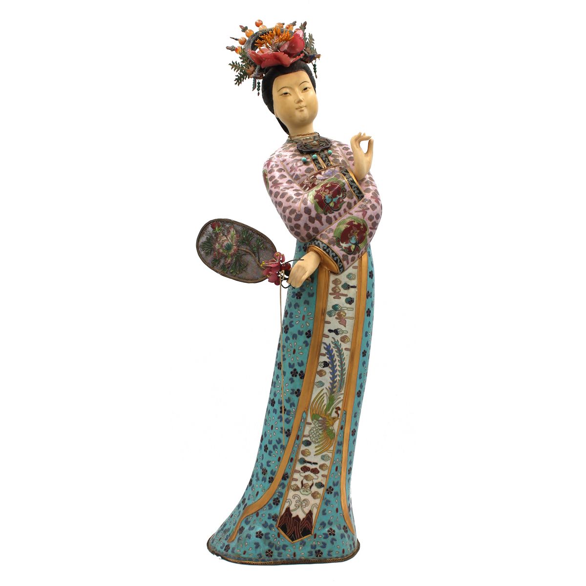 Geisha Statua in ceramica con decorazione policroma in cloisonnè. Cina. Inizio s&hellip;