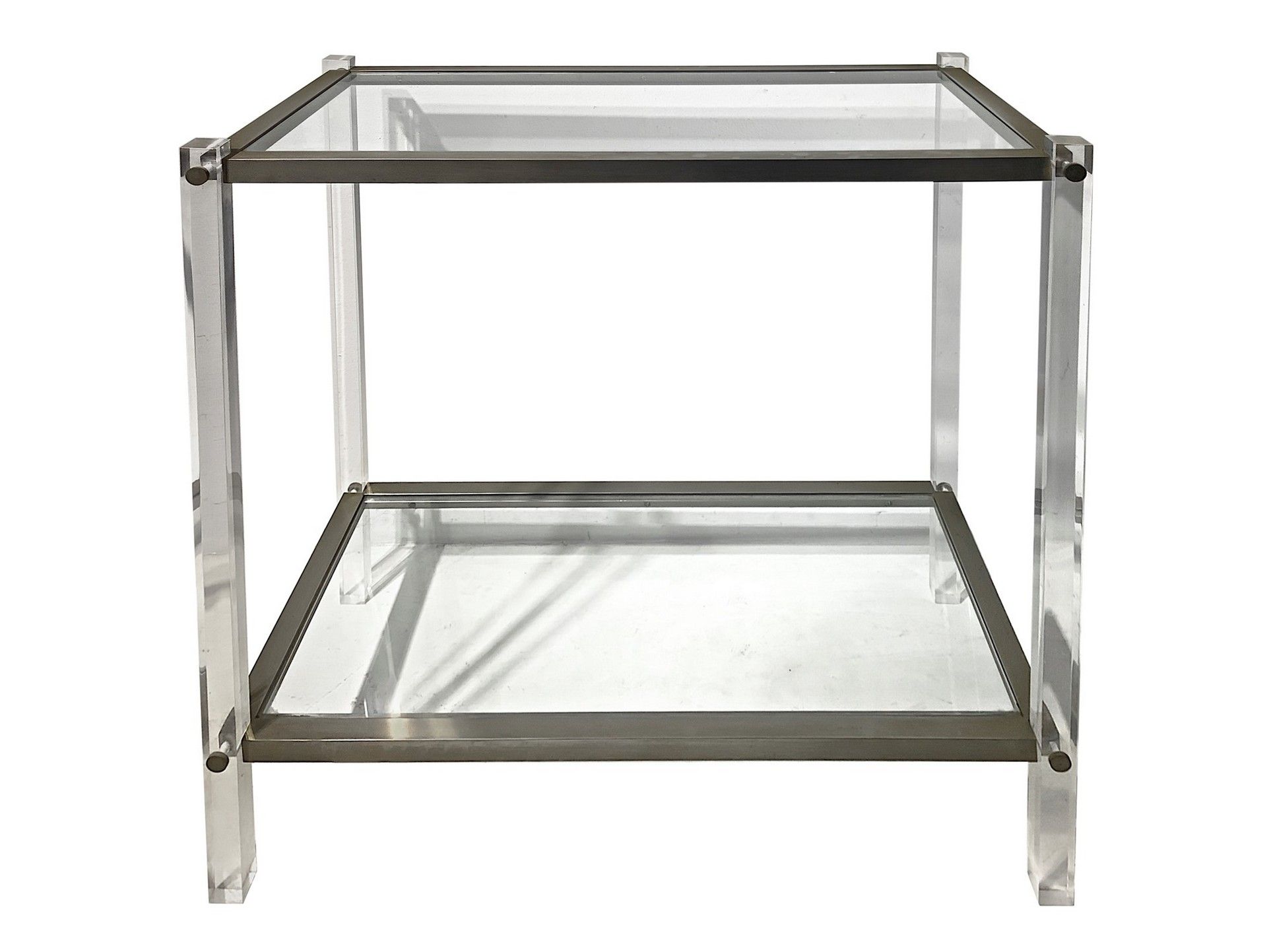 Null Table basse rectangulaire à deux niveaux, années 70, avec double verre, str&hellip;