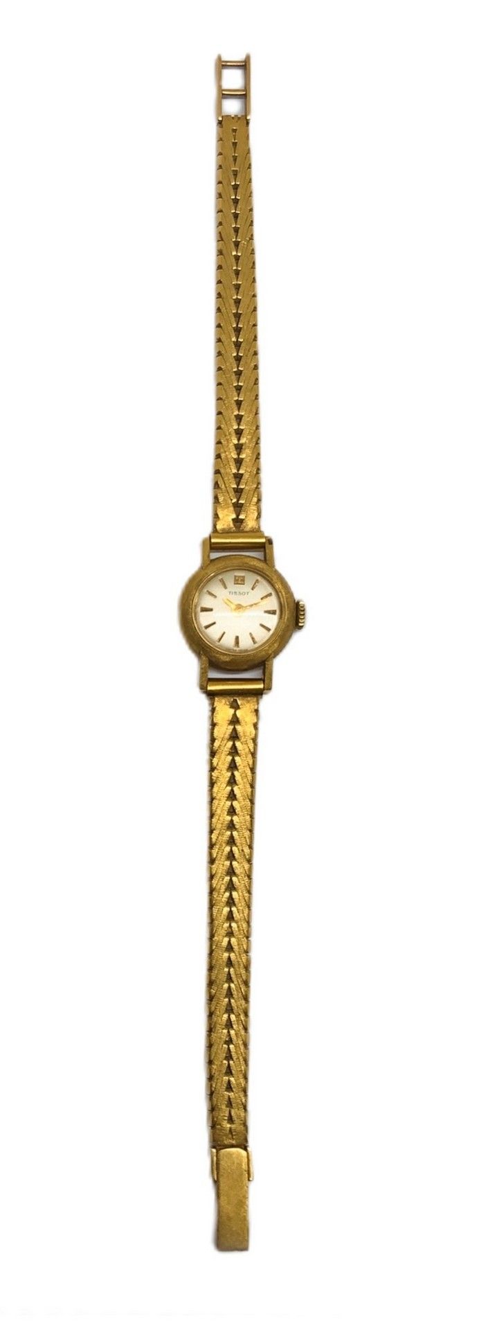 Null Montre Tissot femme 60's Cadran rond en or jaune satiné de travail et brace&hellip;