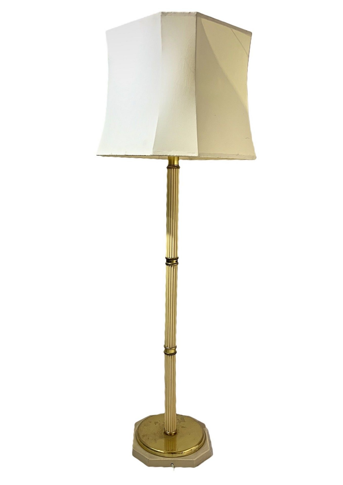 Null Lampadaire avec base en métal et tige baguette beige clair, début du 20ème &hellip;