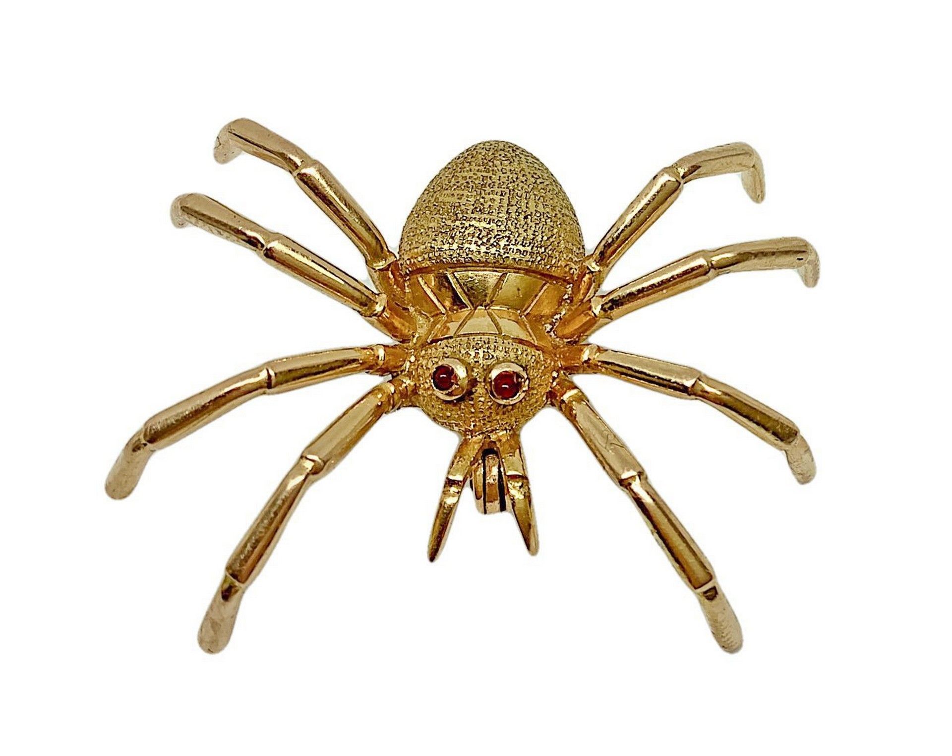Null Broche en or en forme d'araignée 4.8 gr, 2.5 cm avec paillettes de rubis