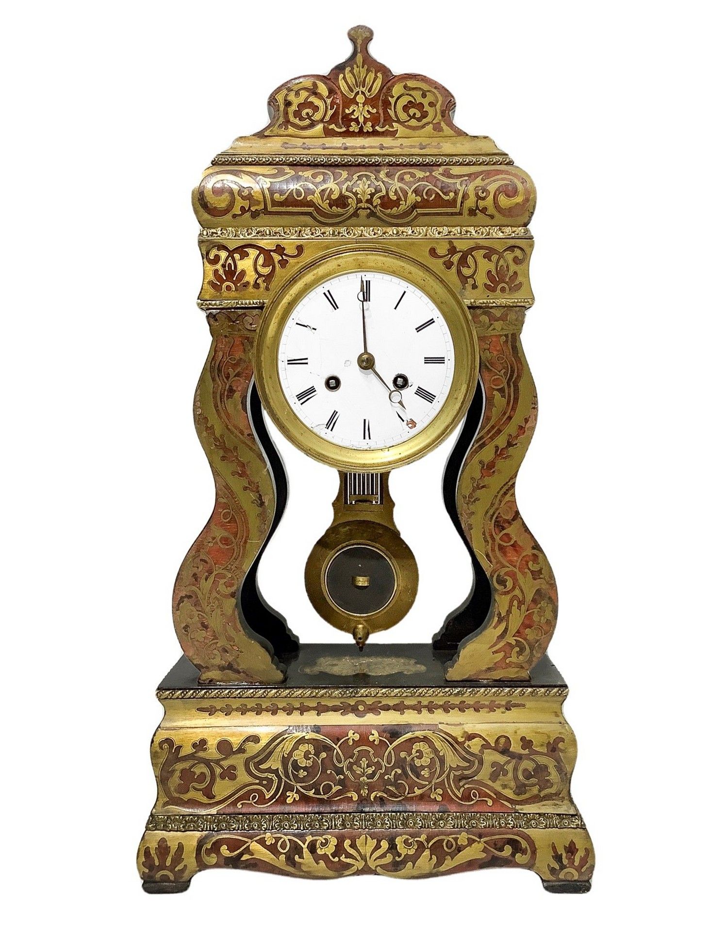 Null Reloj de sobremesa con péndulo estilo Boulle , siglo XIX h 54 cm, 29x14 cm &hellip;