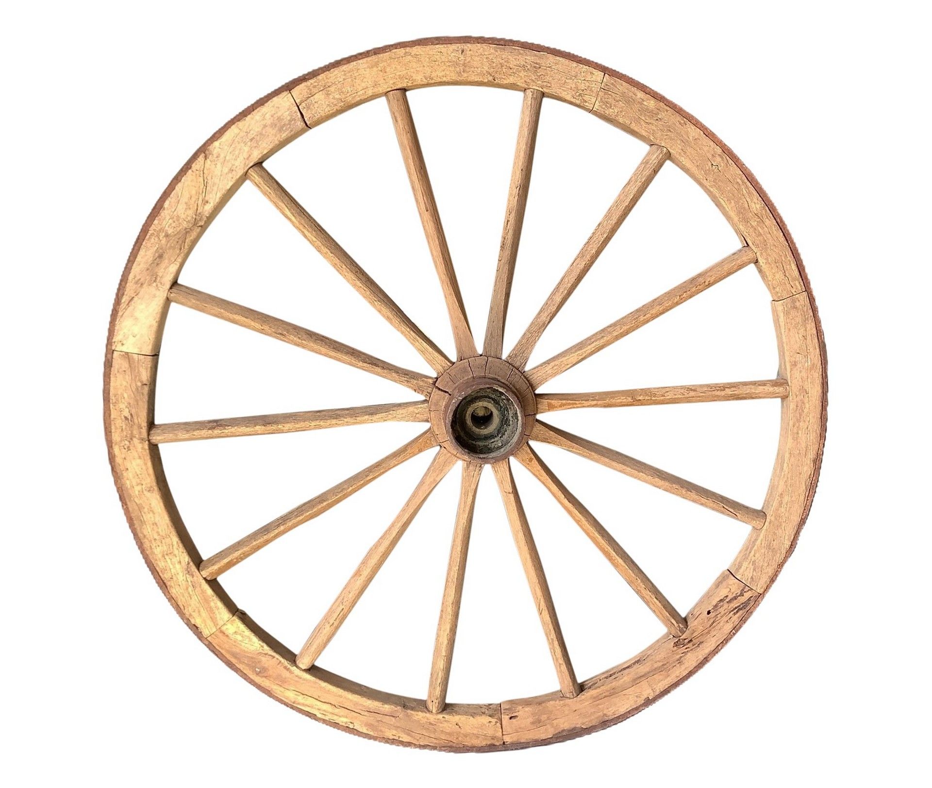 Null Antikes Rad aus Holz und Eisen 96 cm