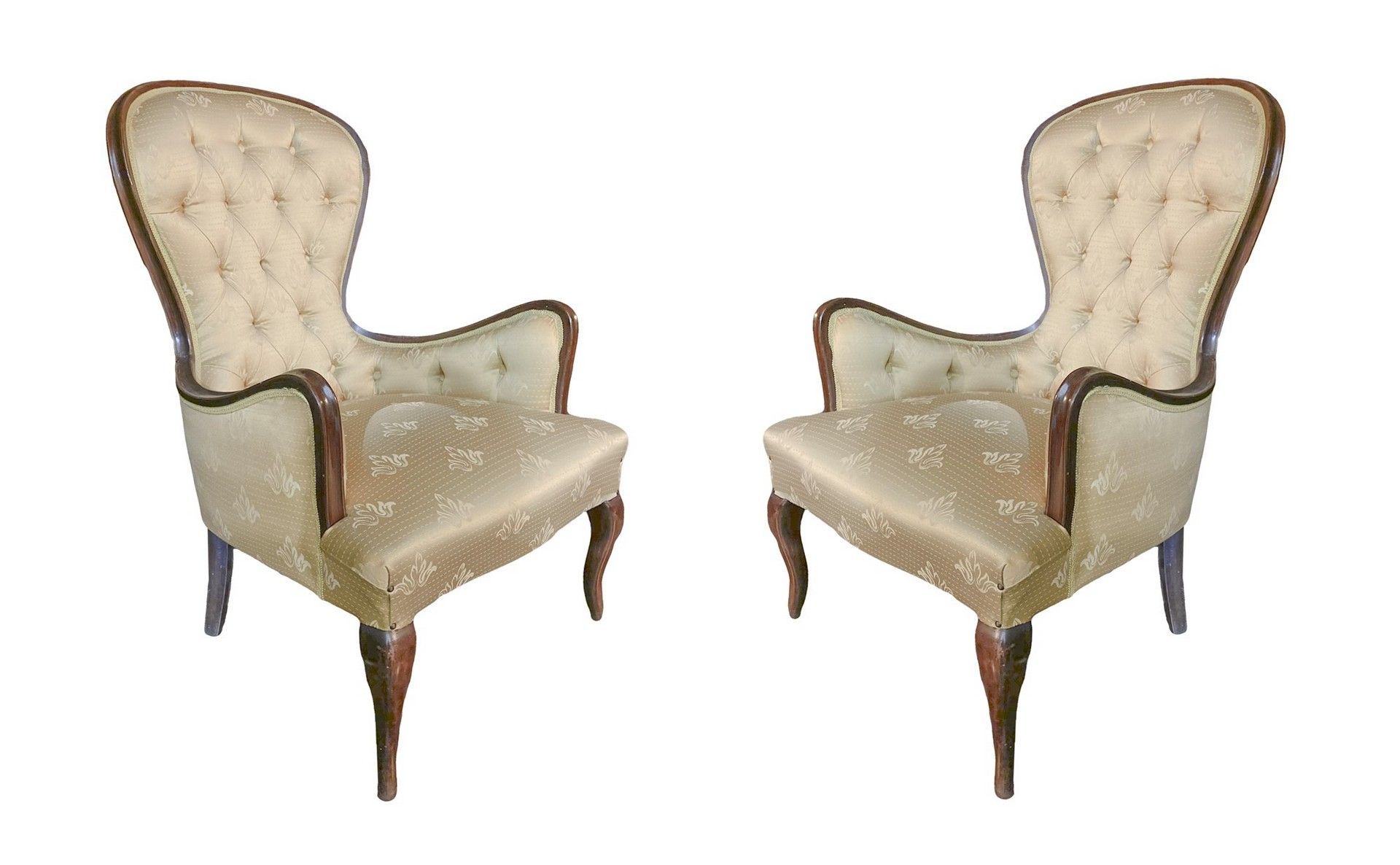 Null Zwei Sessel aus Mahagoniholz, Anfang 20. Jahrhundert H 100, L 60 cm
