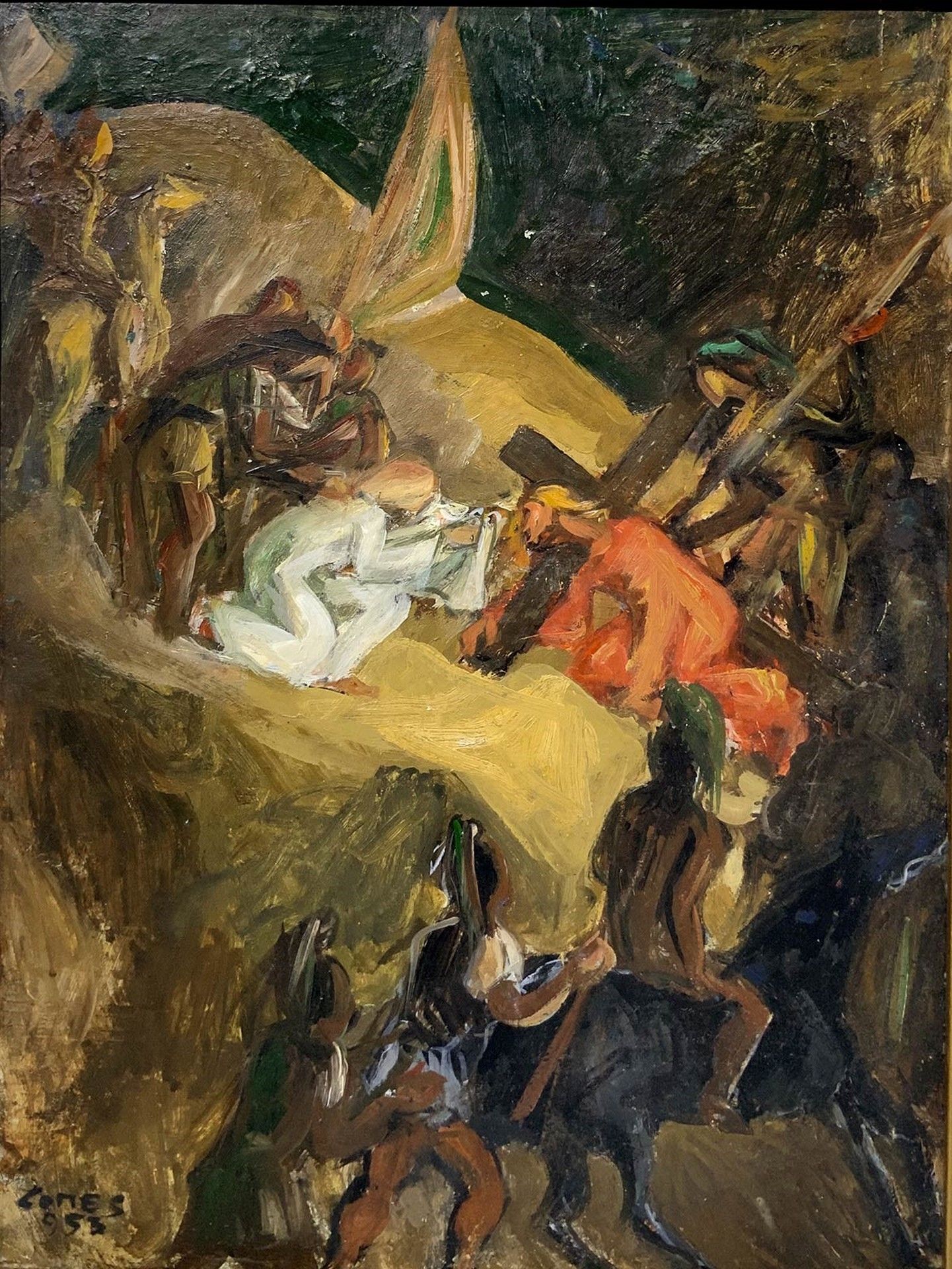 Comes, Carmelo Boceto para retablo "Subida de Jesús al Monte Calvario" Óleo sobr&hellip;
