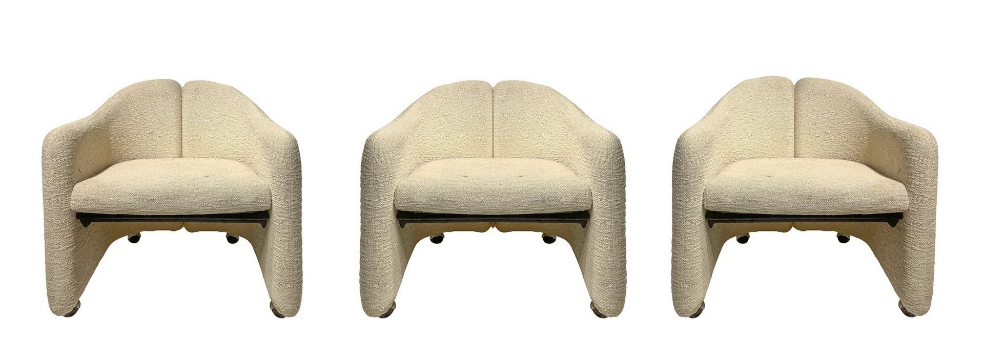 Per Tecno, Eugenio Gerli Group of three armchairs , 60's H 82 x57x45 cm Model PS&hellip;